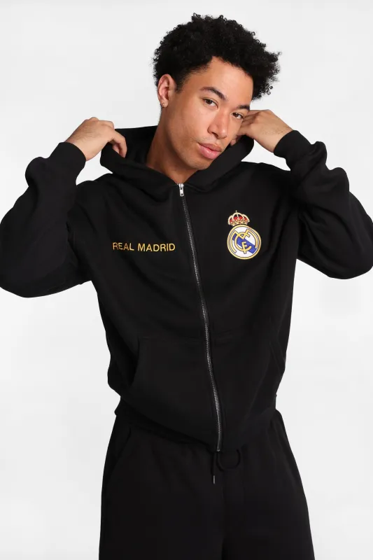 Haut à capuchon zippé imprimé Real Madrid made by West49