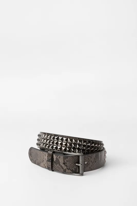 Faux-Leather Python Studded Belt made by Bluenotes
