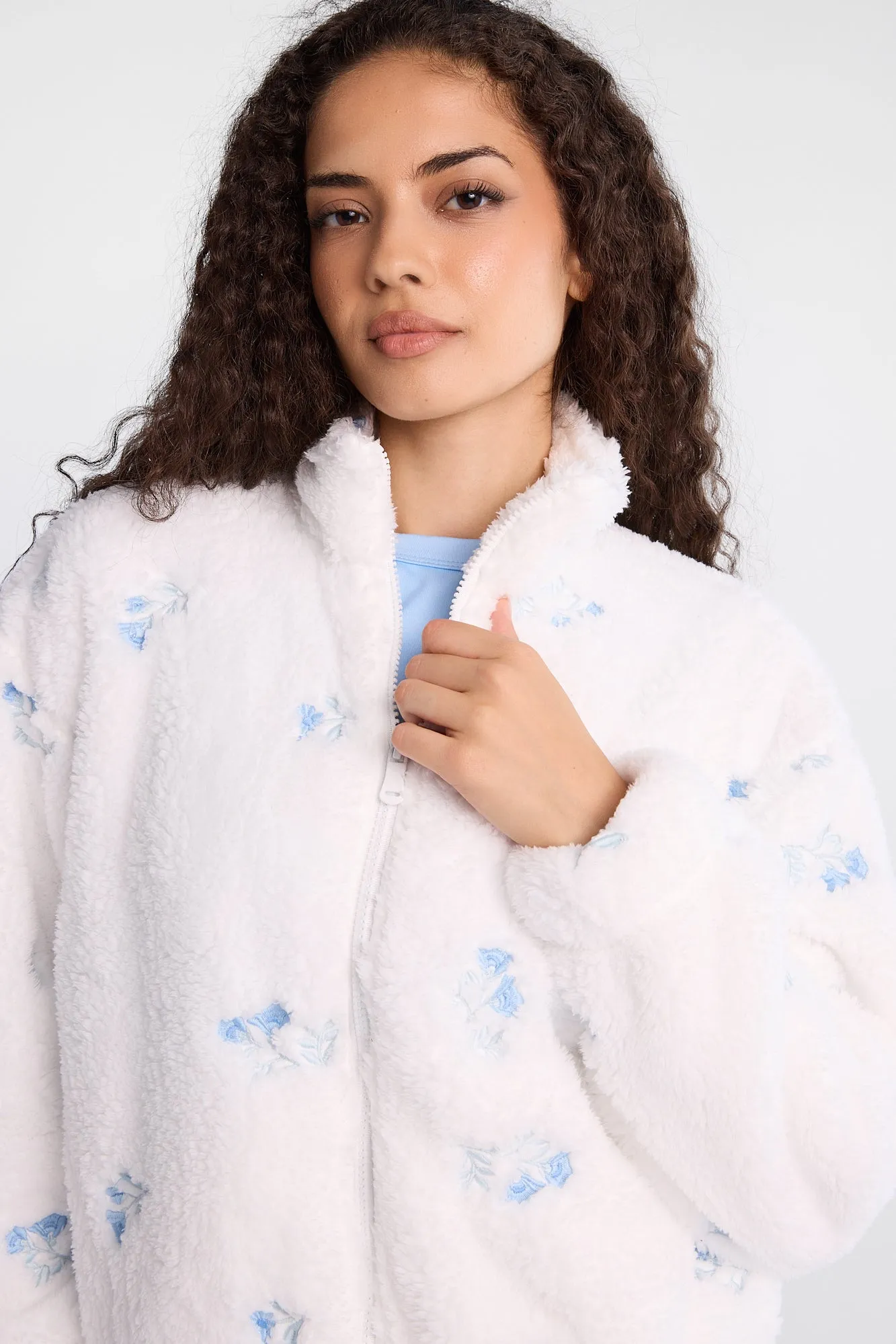 Embroidered Sherpa Zip-Up Jacket sold by West49 product image thumbnail 2