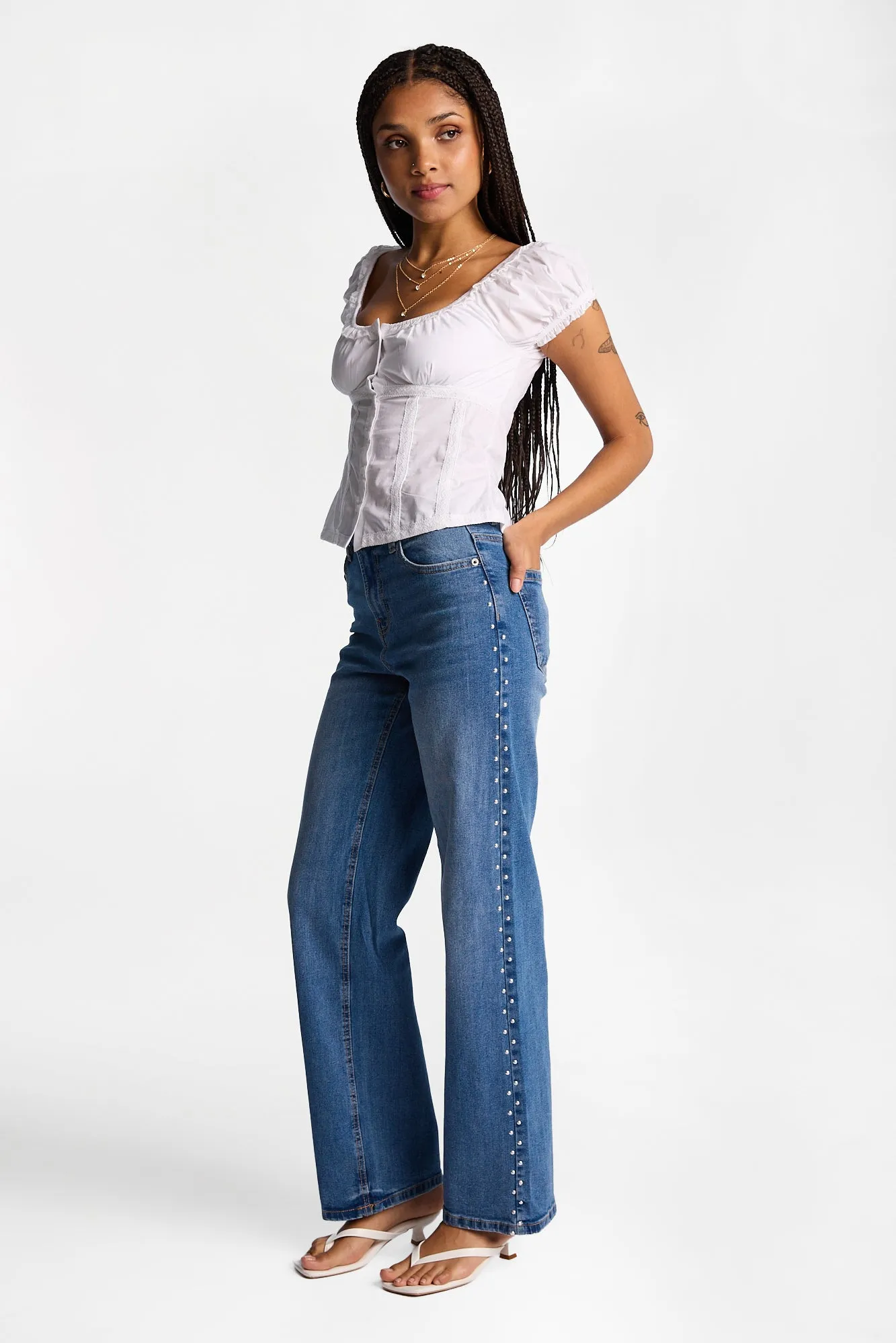 Studded Ella Curvy High Rise Baggy Jeans sold by West49 product image thumbnail 4