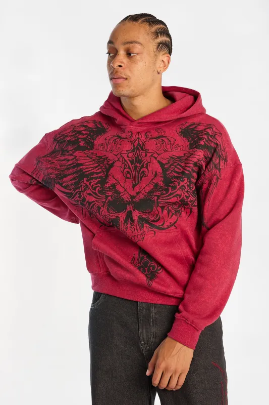 Arsenic Skull & Wings Washed Boxy Hoodie made by West49