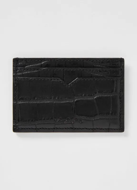 Croco Calf Credit Card Case - Black sold by Berg & Berg