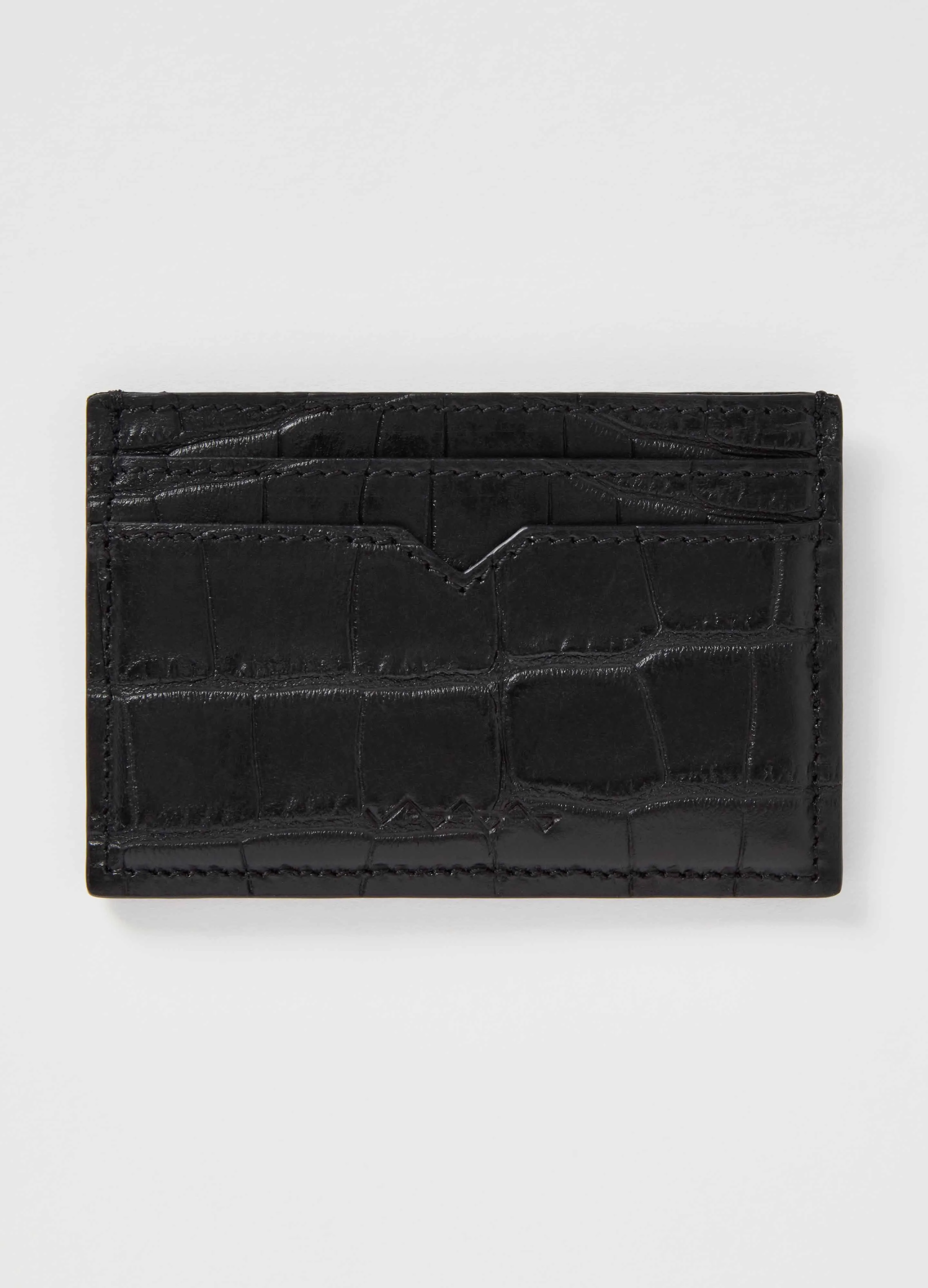 Croco Calf Credit Card Case - Black sold by Berg & Berg