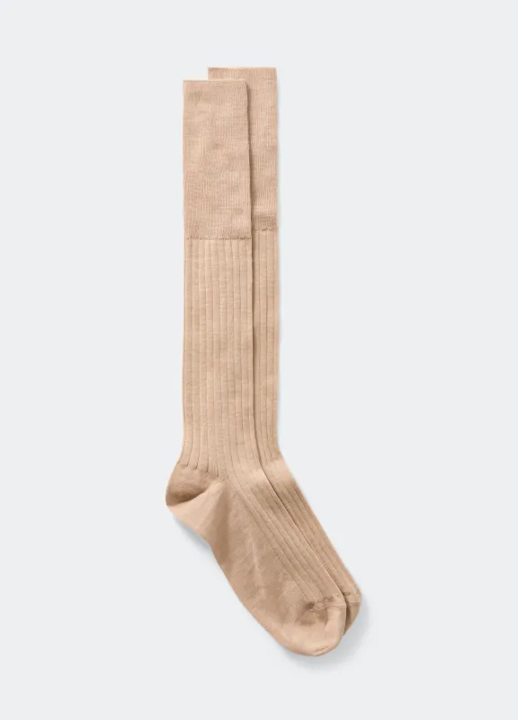 Over the Calf Wool Socks - Oatmeal sold by Berg & Berg