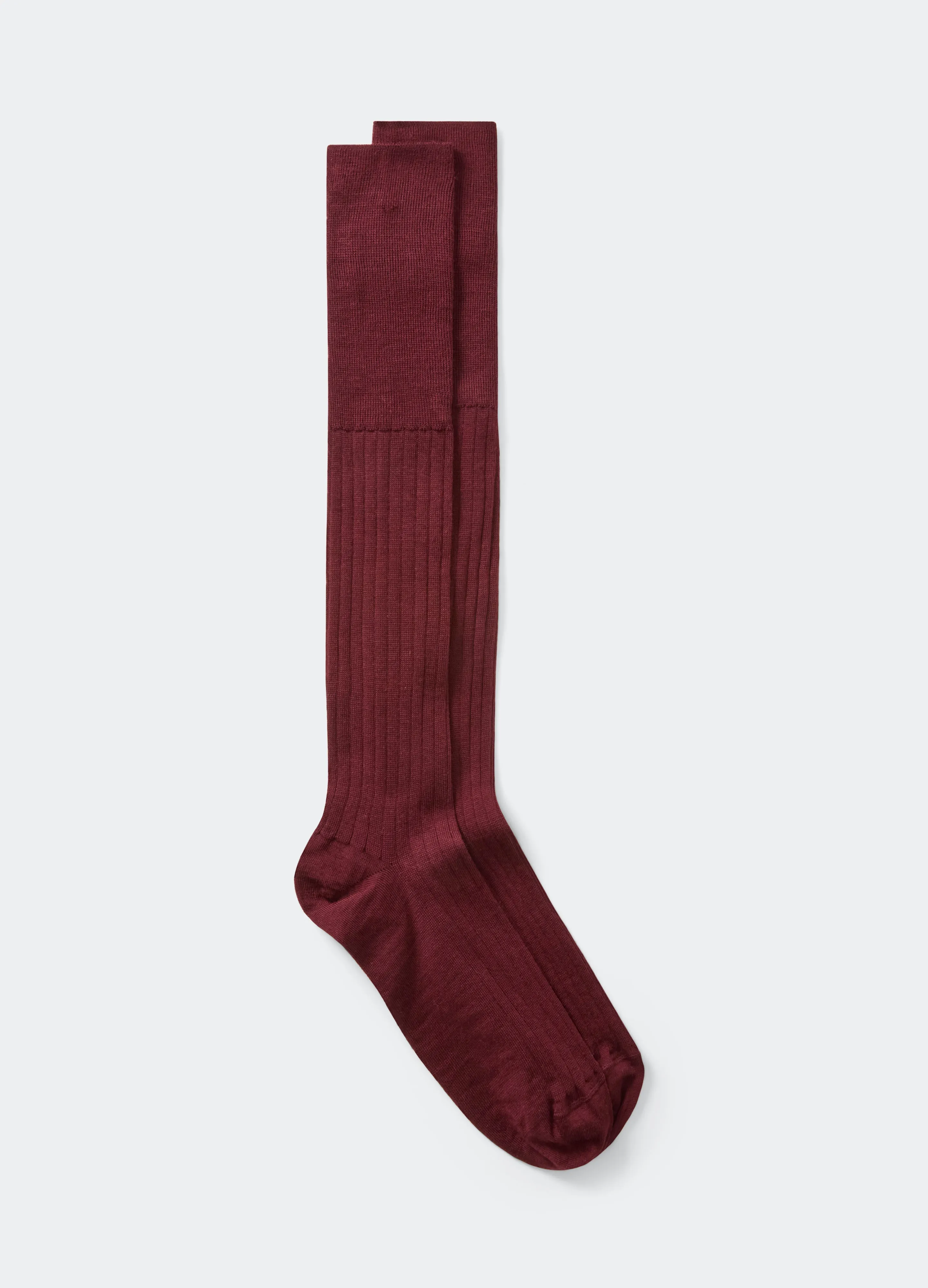 Over the Calf Wool Socks - Bordeaux sold by Berg & Berg