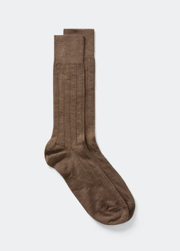 Wide Rib Wool Socks - Nougat made by Berg & Berg