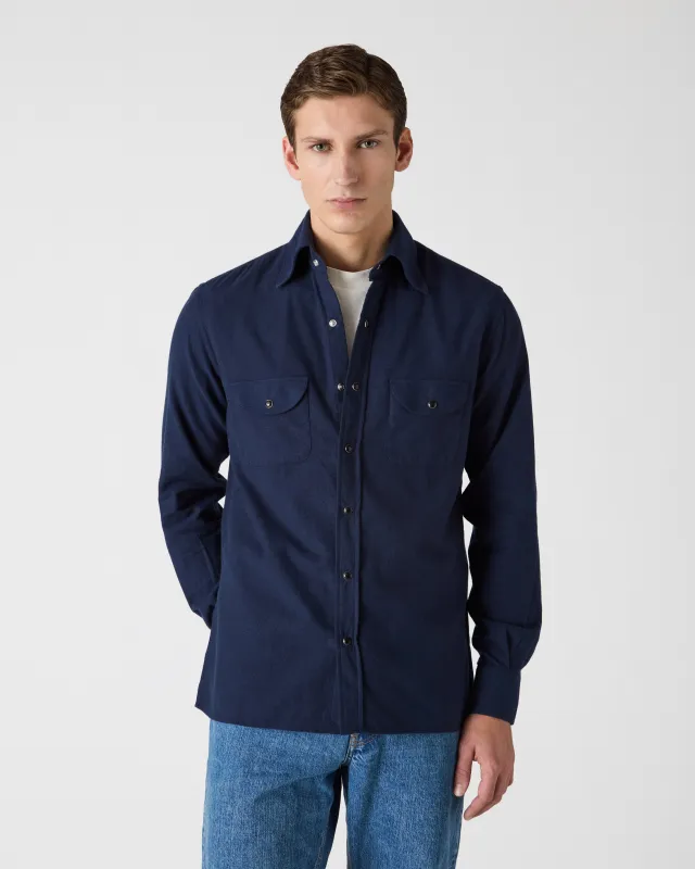 Fernando Western Shirt - Navy sold by Berg & Berg