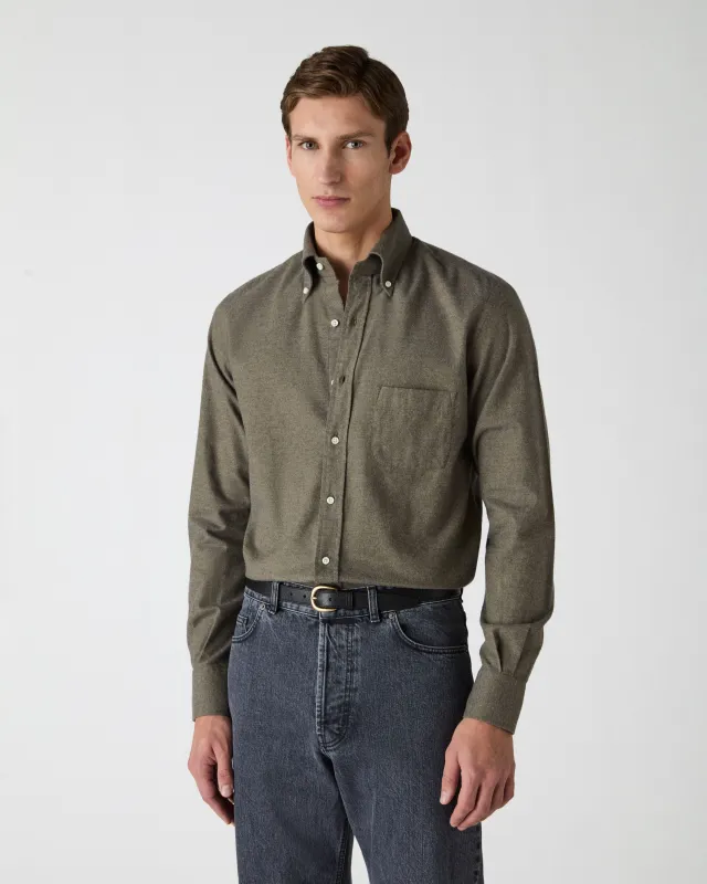 Ferdinand Cotton/Cashmere Button Down Shirt - Moss Green sold by Berg & Berg