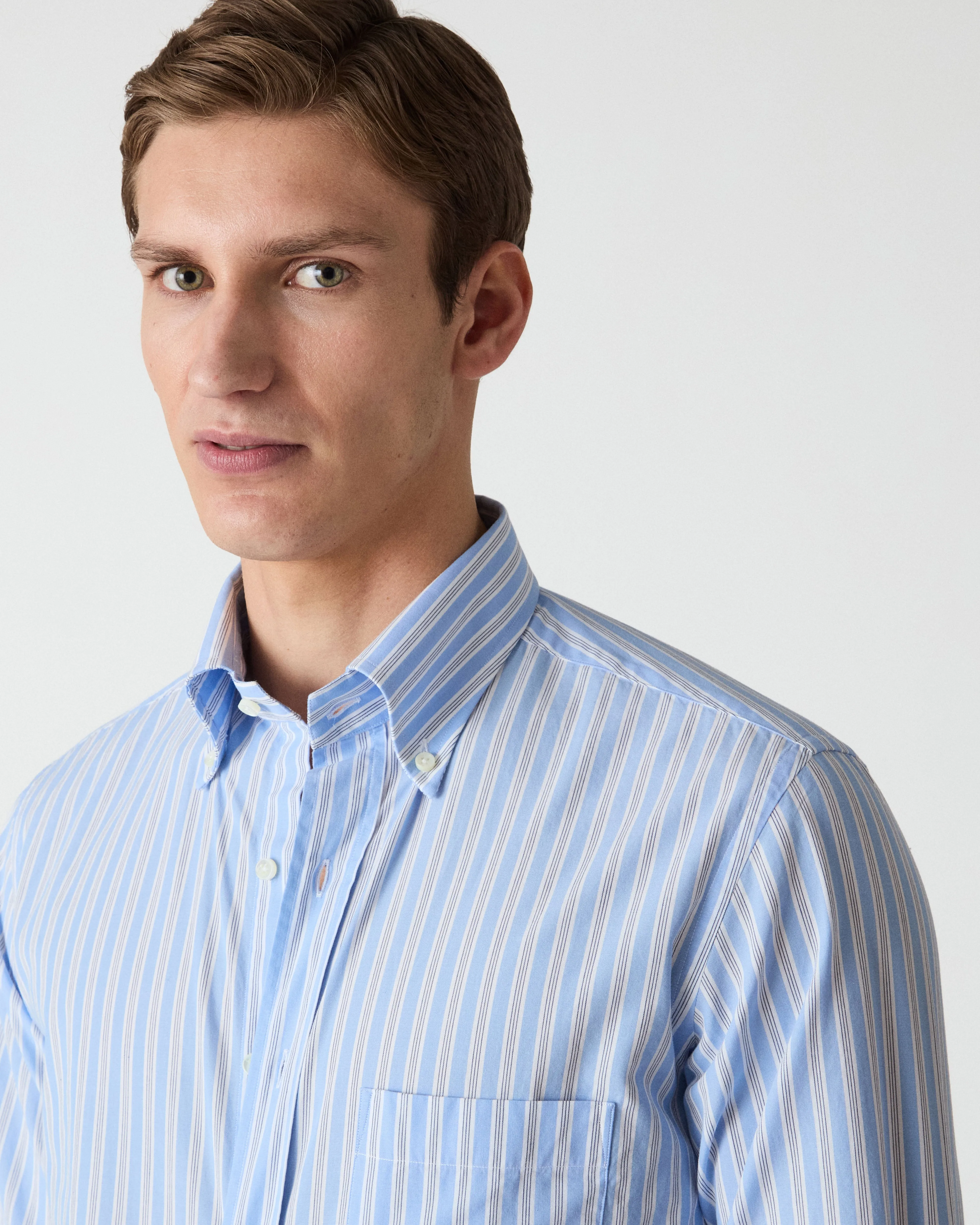 Ferdinand Poplin Button Down Shirt - Blue/White/Navy sold by Berg & Berg product image thumbnail 2