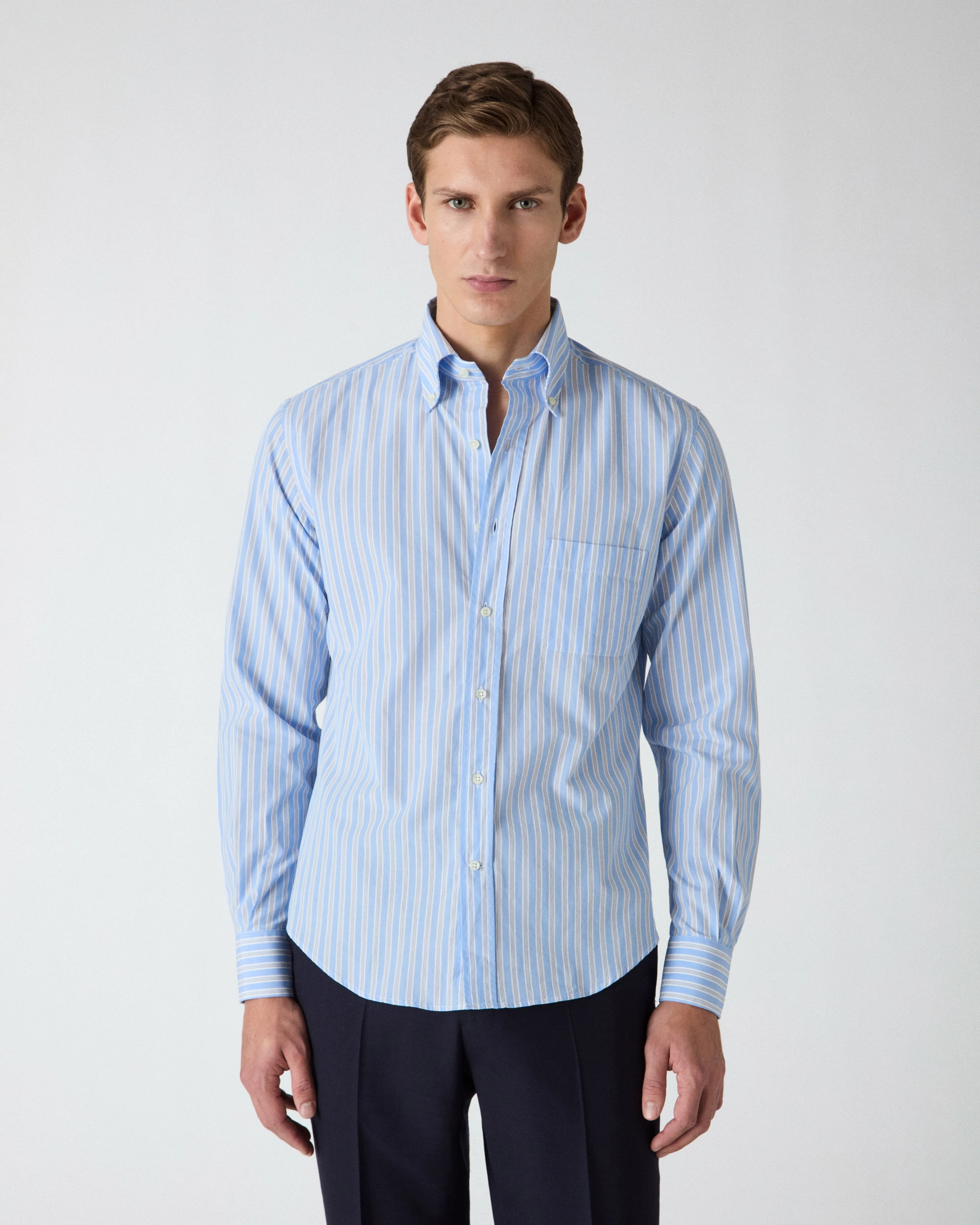 Ferdinand Poplin Button Down Shirt - Blue/White/Navy sold by Berg & Berg product image thumbnail 3