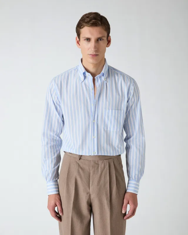 Ferdinand Poplin Button Down Shirt - White/Light Blue sold by Berg & Berg