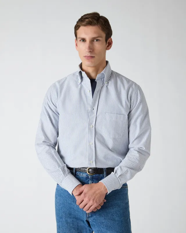 Ferdinand Oxford Button Down Shirt - White/Navy sold by Berg & Berg