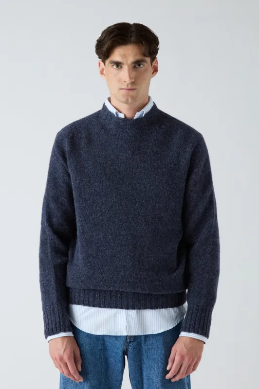 Birger Shaggy Crew Neck - Navy sold by Berg & Berg