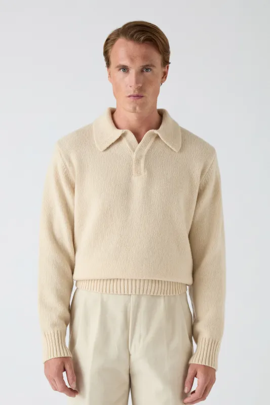 Benny Wool/Cashmere Polo - Natural sold by Berg & Berg