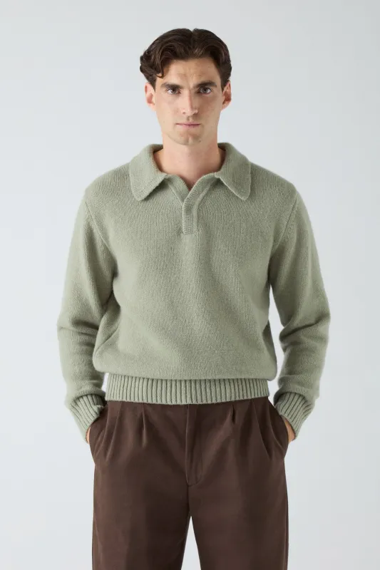 Benny Wool/Cashmere Polo - Pistachio sold by Berg & Berg