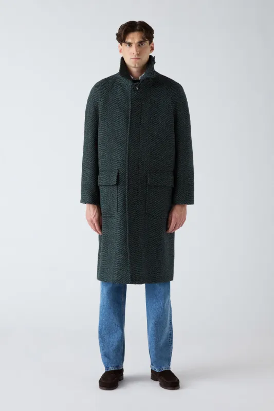 Nelson Tweed Raglan Coat - Blue sold by Berg & Berg