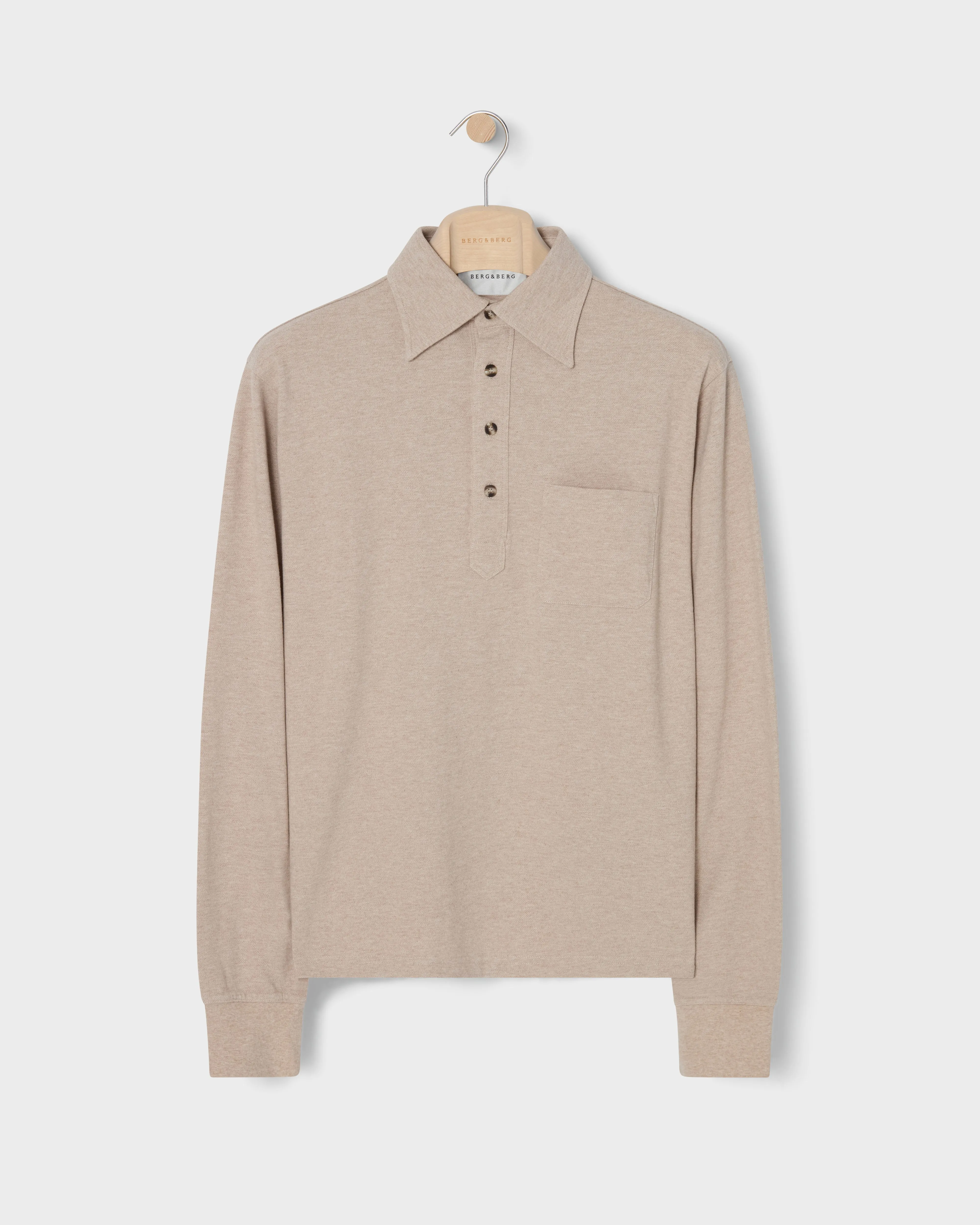 Teddy Long Sleeve Polo Shirt - Beige Melange sold by Berg & Berg