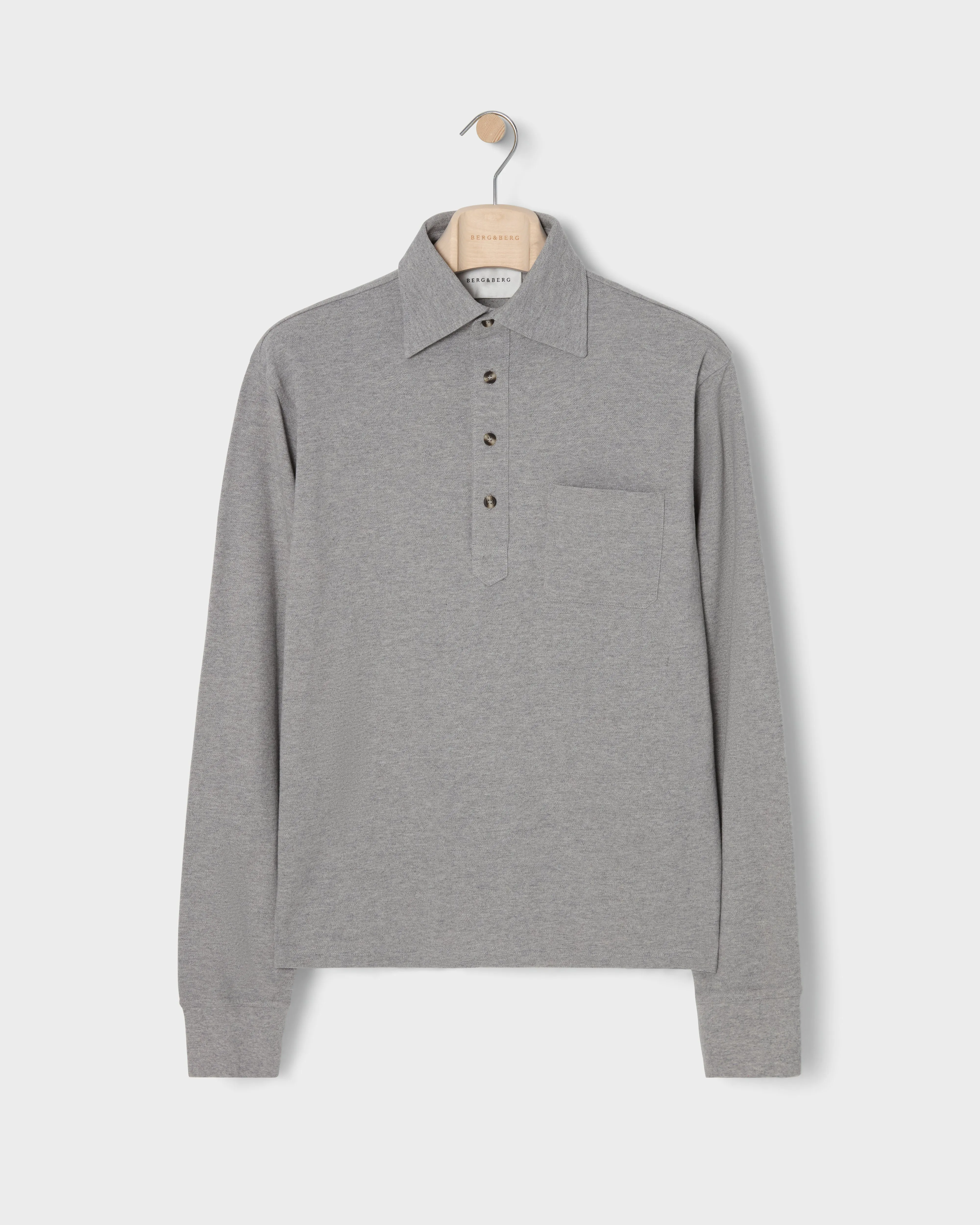 Teddy Long Sleeve Polo Shirt - Grey Melange sold by Berg & Berg product image thumbnail 4