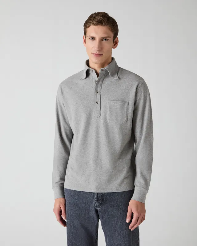 Teddy Long Sleeve Polo Shirt - Grey Melange sold by Berg & Berg