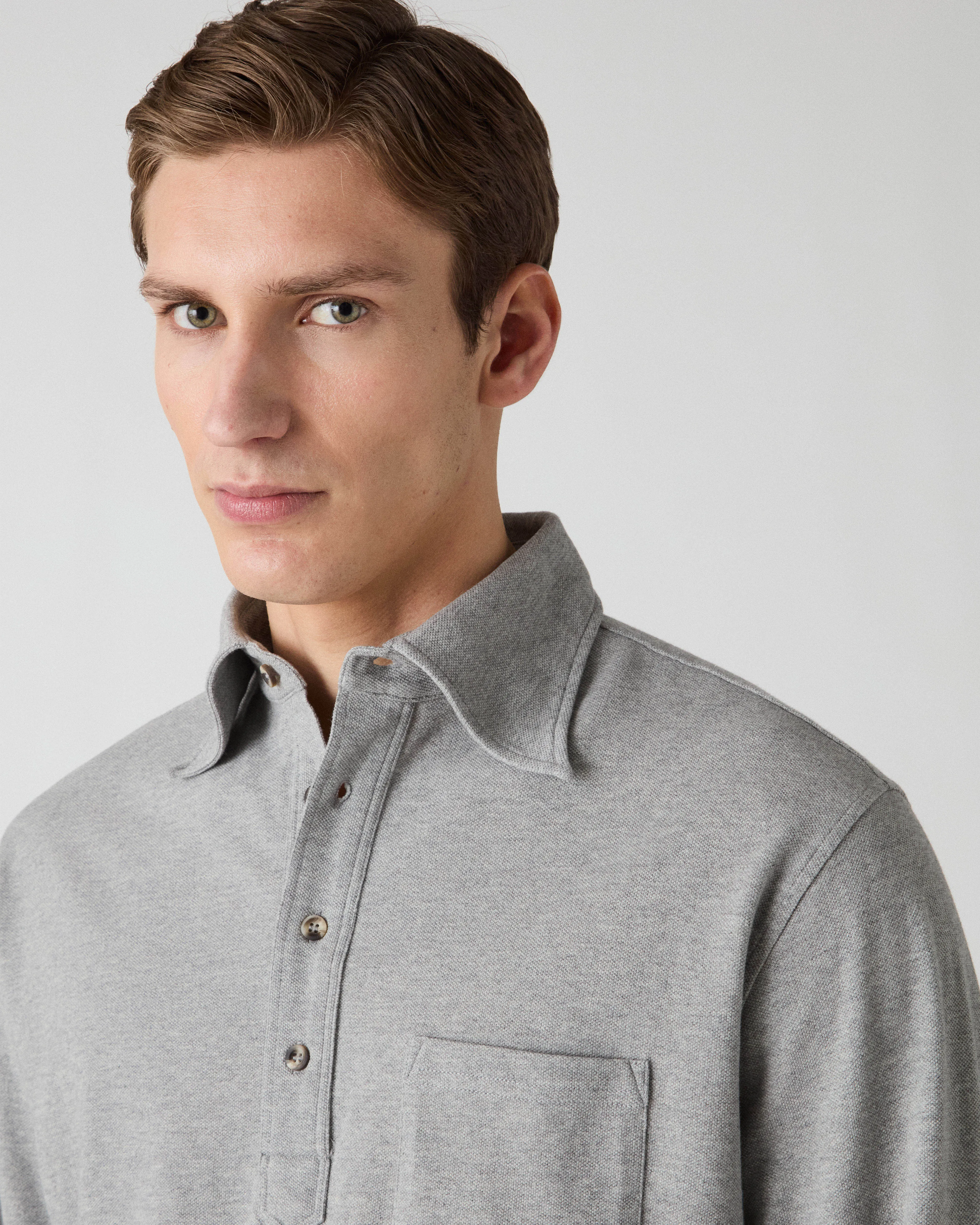 Teddy Long Sleeve Polo Shirt - Grey Melange sold by Berg & Berg product image thumbnail 2