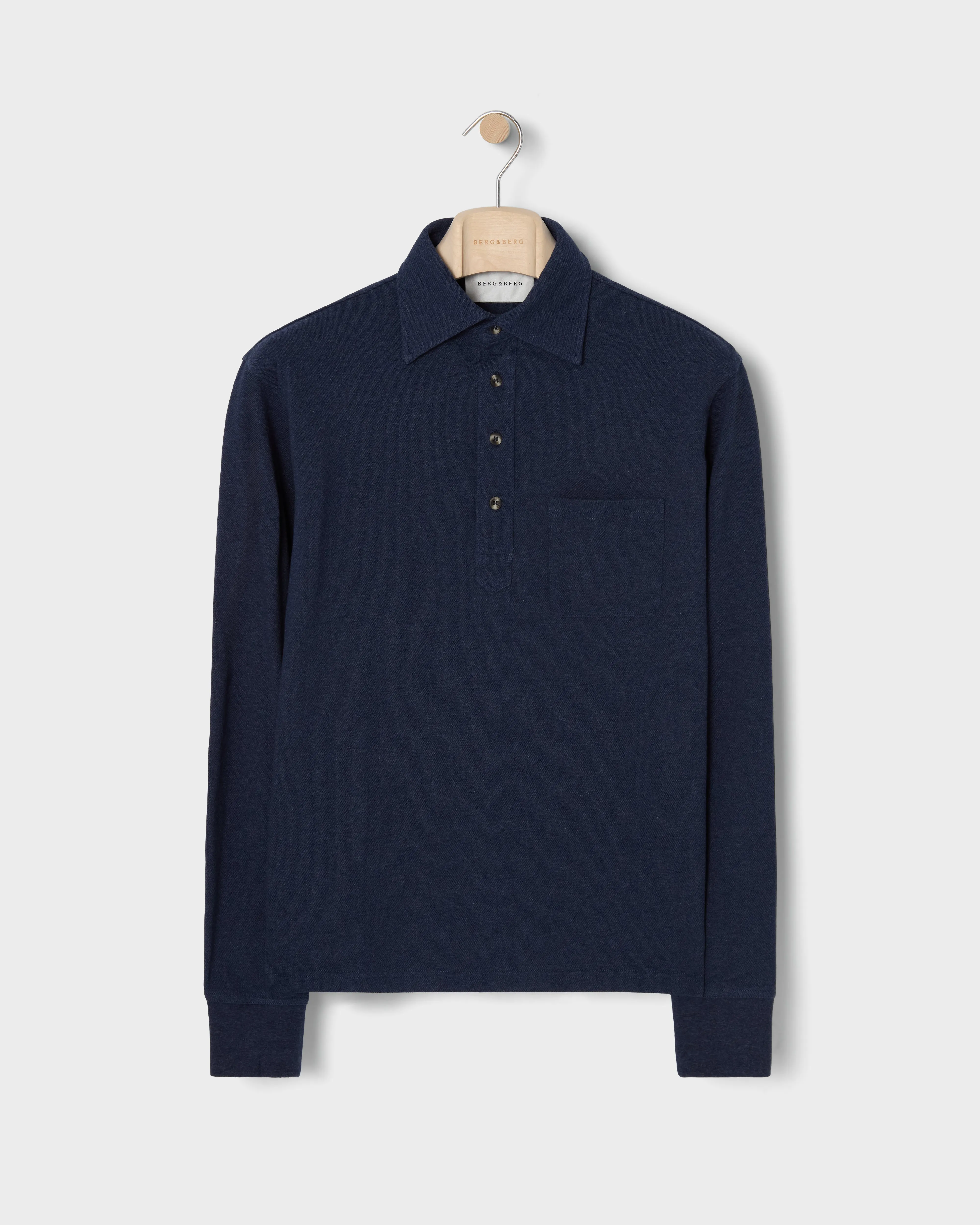 Teddy Long Sleeve Polo Shirt - Navy Melange sold by Berg & Berg product image thumbnail 4