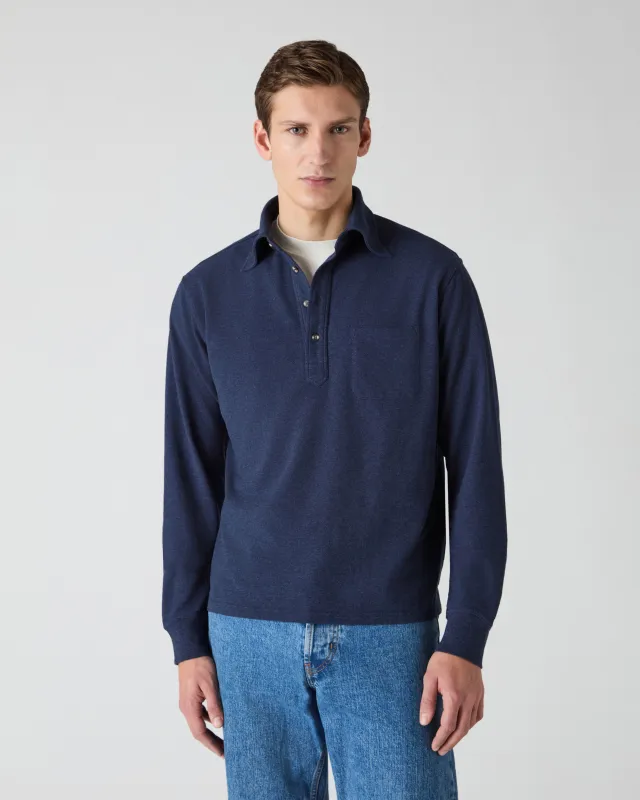 Teddy Long Sleeve Polo Shirt - Navy Melange sold by Berg & Berg
