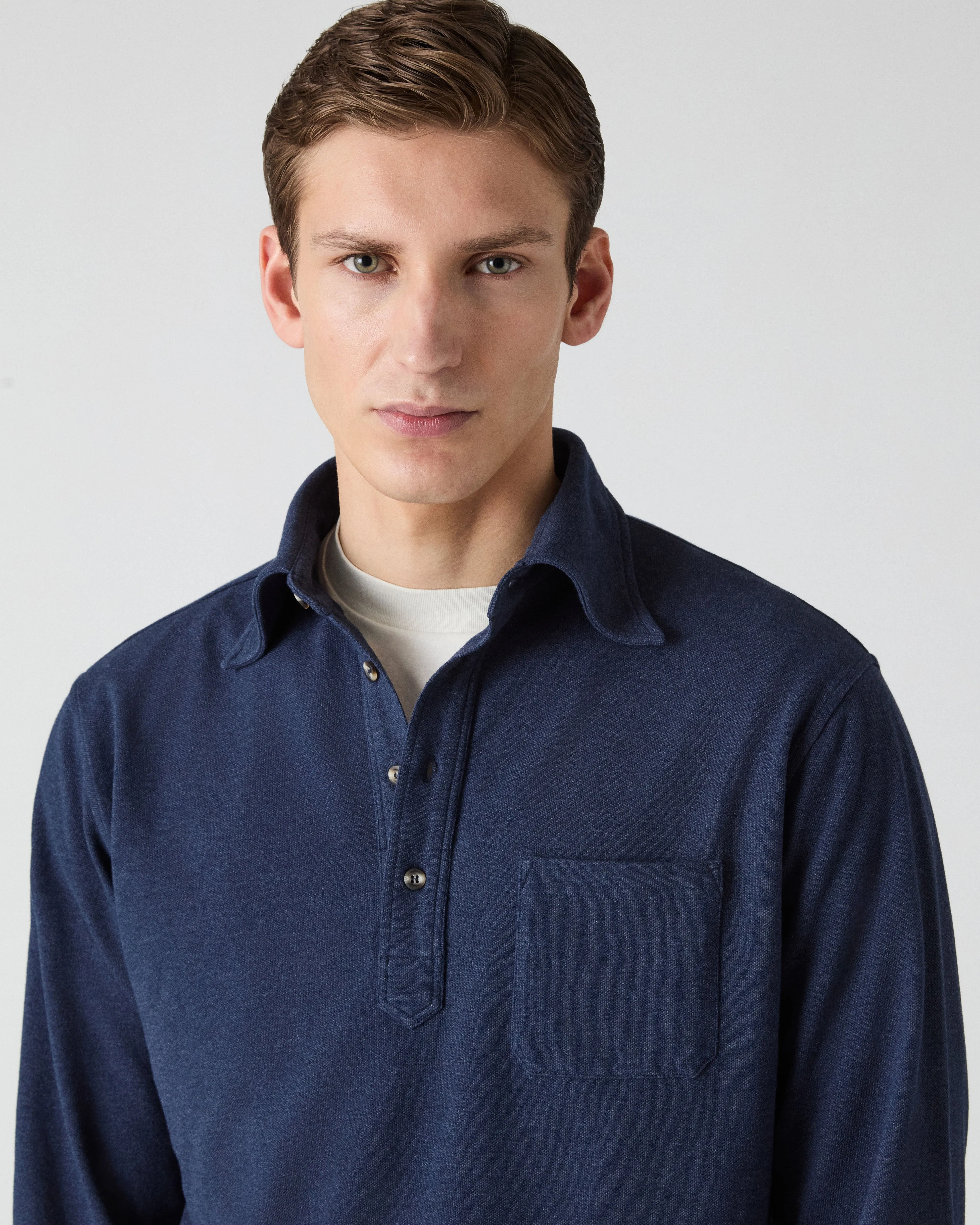 Teddy Long Sleeve Polo Shirt - Navy Melange sold by Berg & Berg product image thumbnail 2