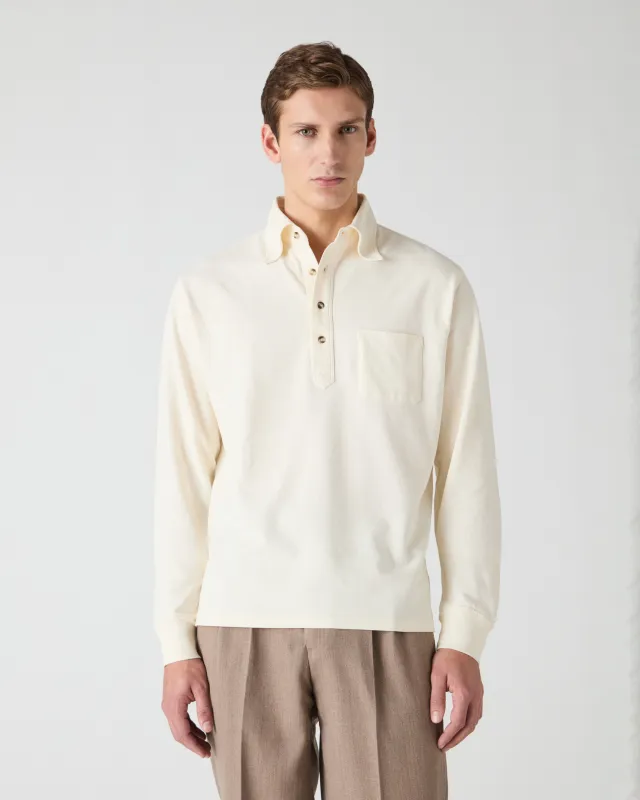 Teddy Long Sleeve Polo Shirt - White sold by Berg & Berg