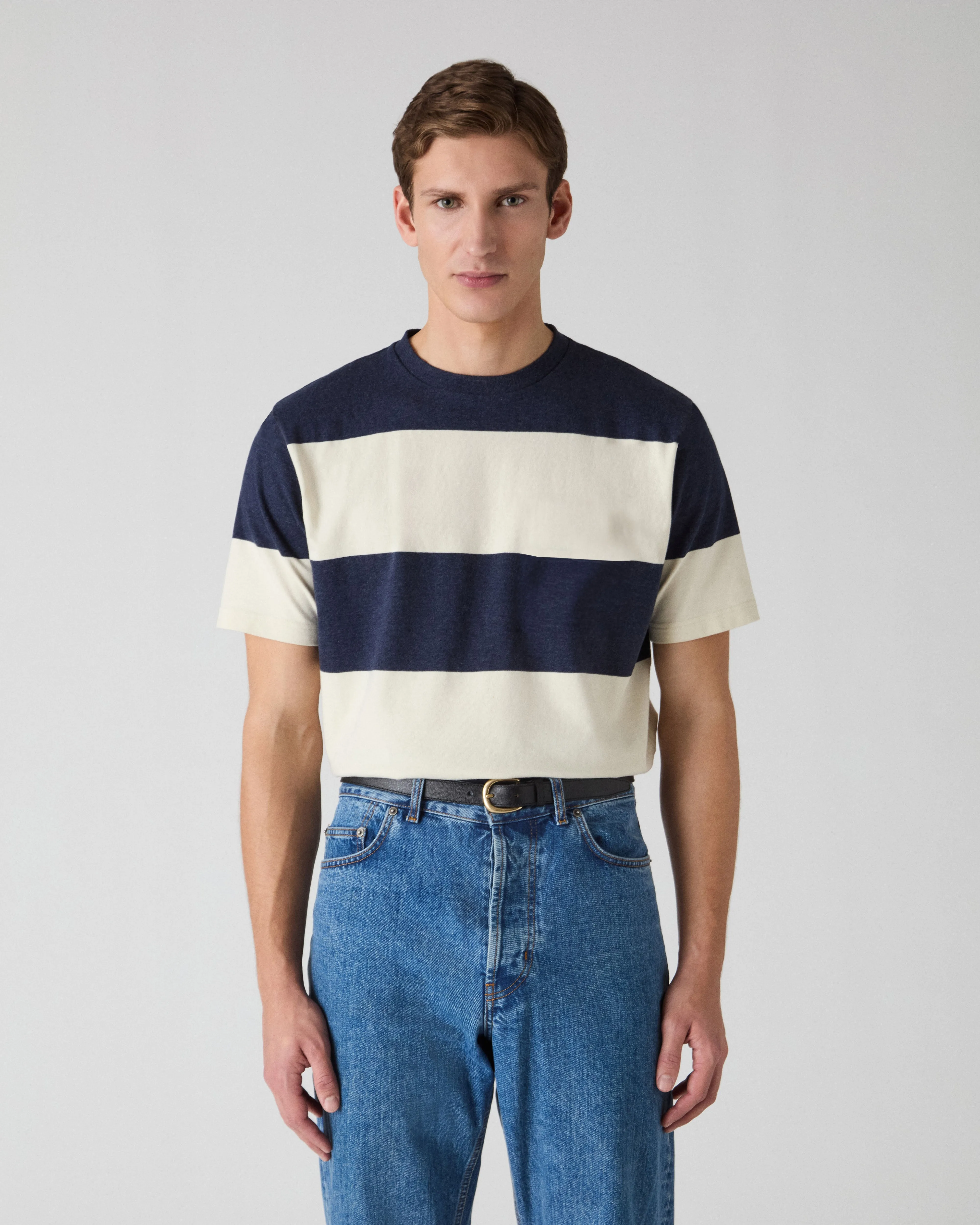 Torgny T-Shirt - Navy/White Block Stripe sold by Berg & Berg product image thumbnail 3