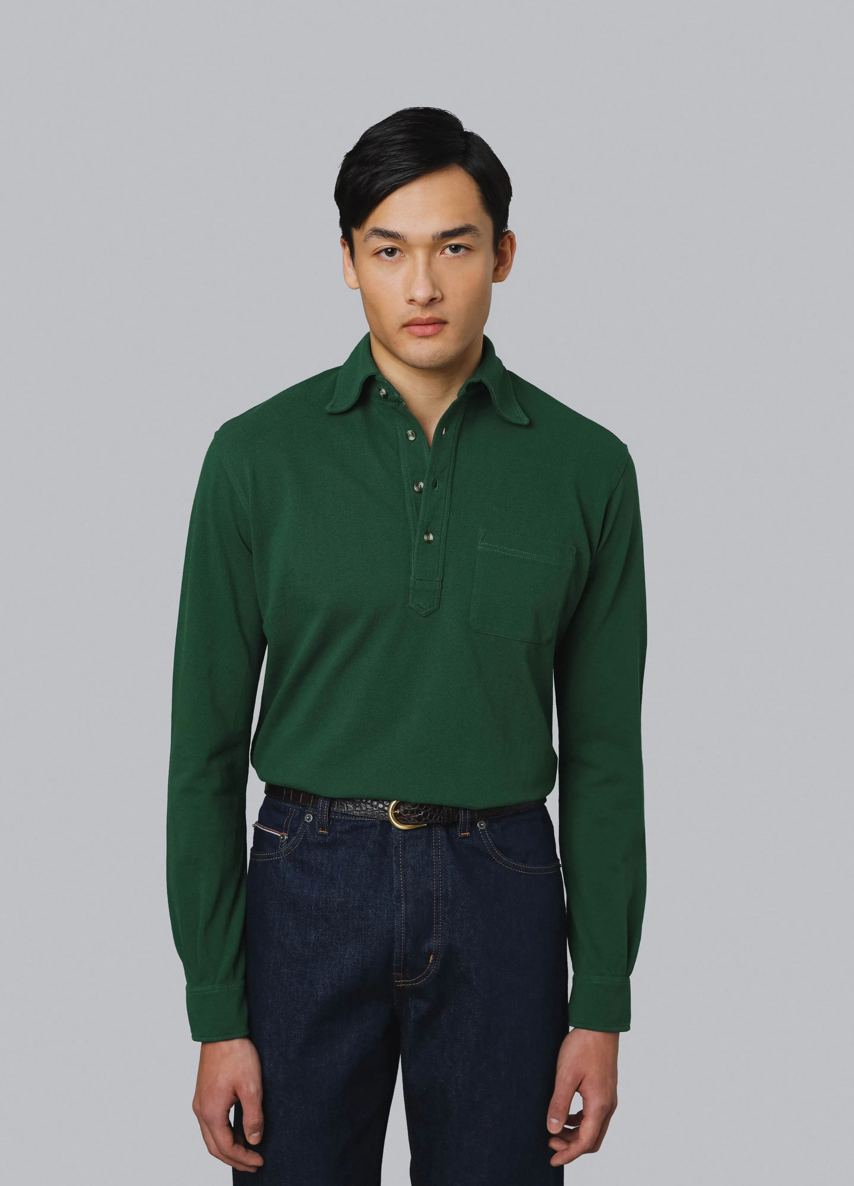 Ted Long Sleeve Polo Shirt - Dark Green sold by Berg & Berg
