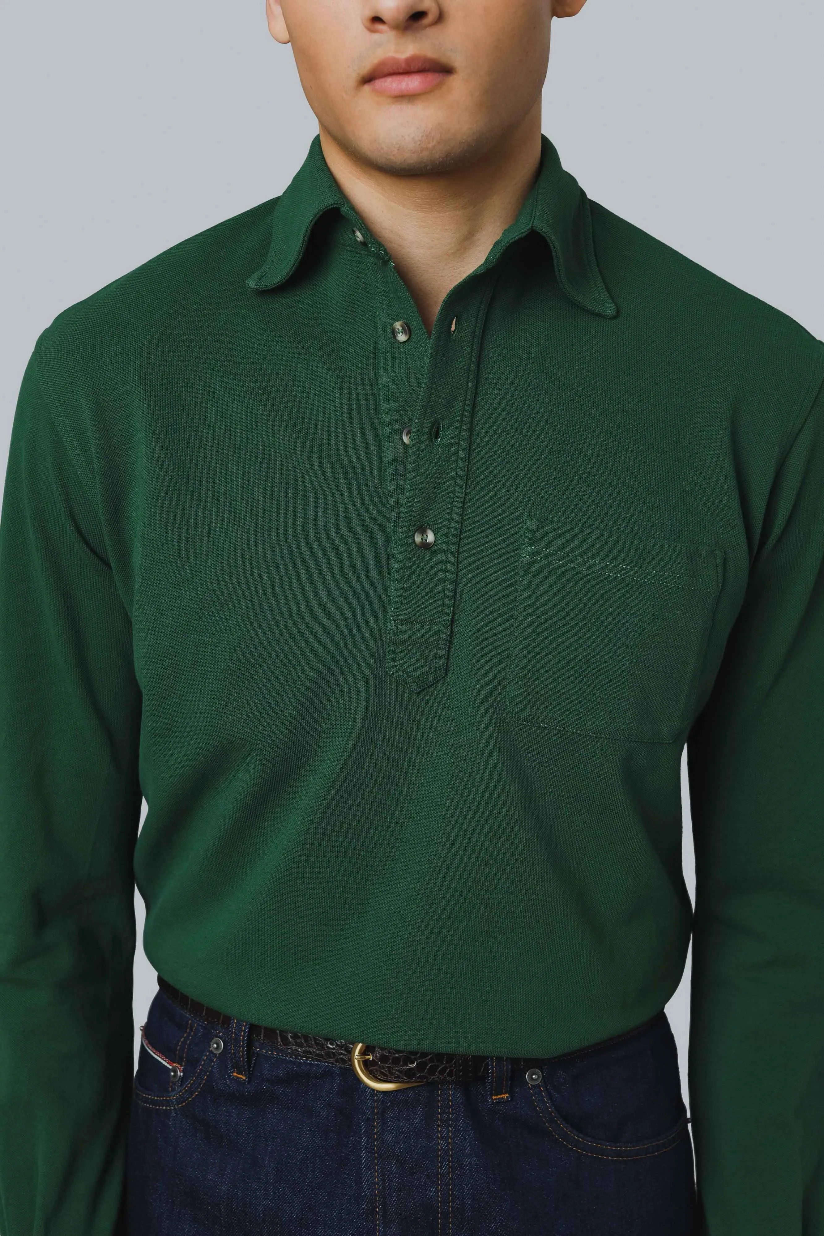 Ted Long Sleeve Polo Shirt - Dark Green sold by Berg & Berg product image thumbnail 2