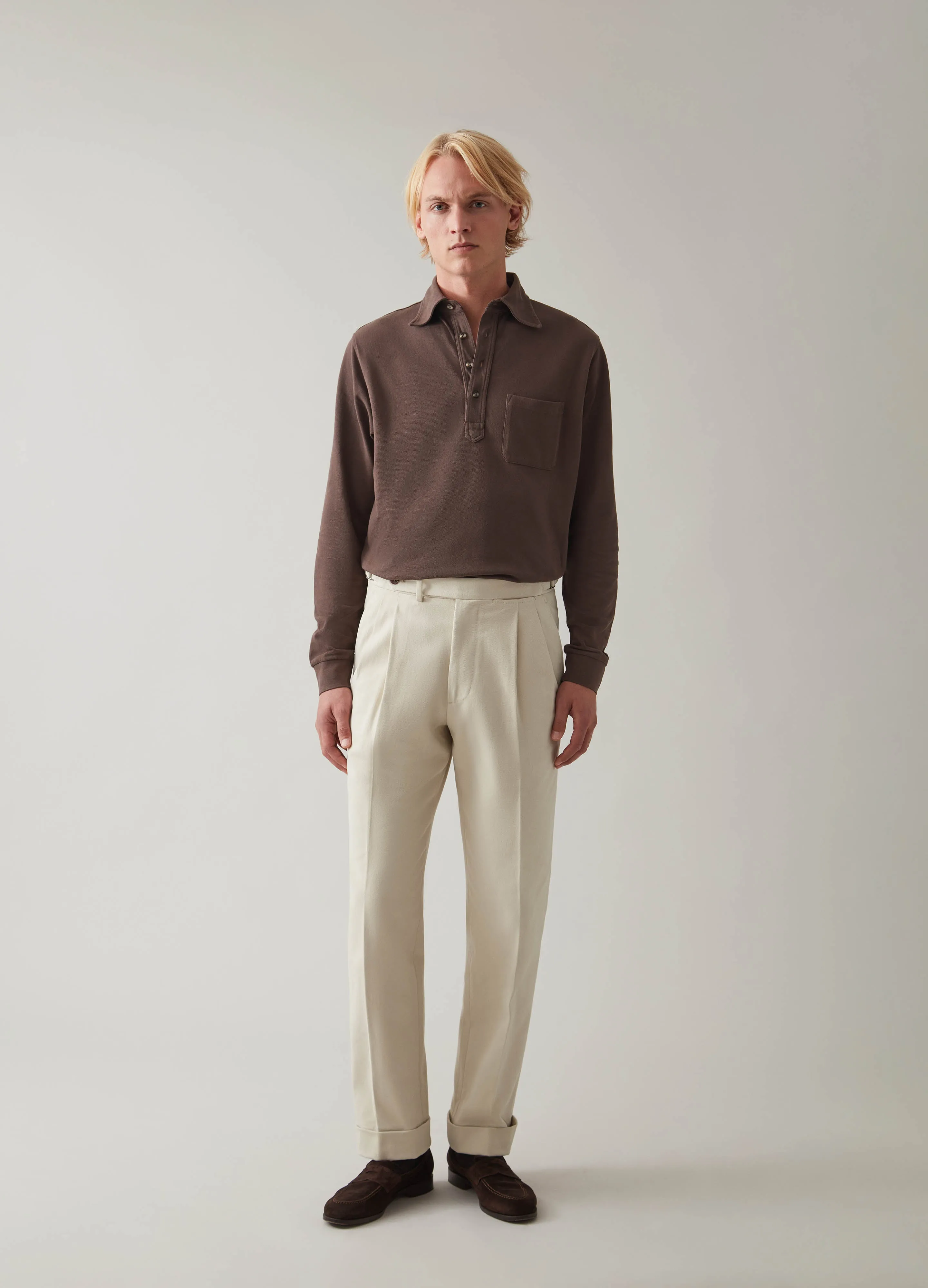 Teddy Long Sleeve Polo Shirt - Chocolate sold by Berg & Berg