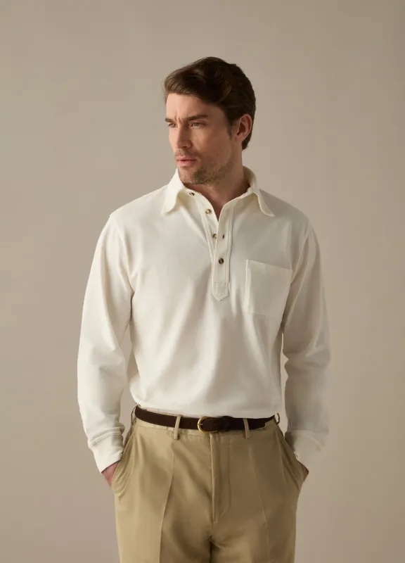 Teddy Long Sleeve Polo Shirt - White sold by Berg & Berg