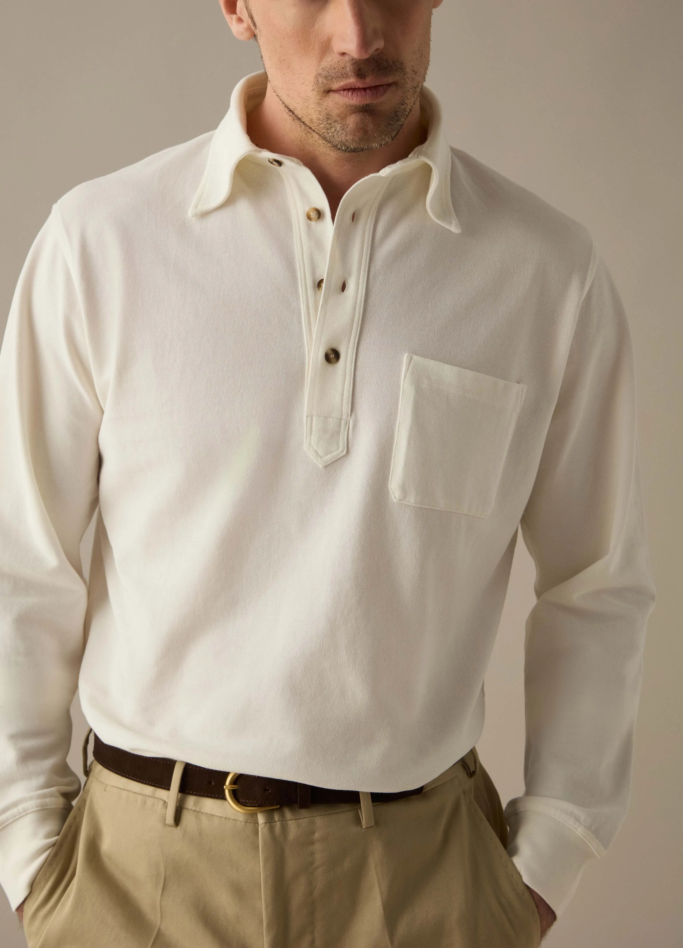 Teddy Long Sleeve Polo Shirt - White sold by Berg & Berg product image thumbnail 2