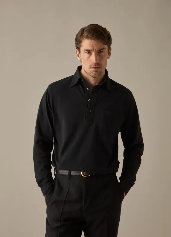 Teddy Long Sleeve Polo Shirt - Black sold by Berg & Berg