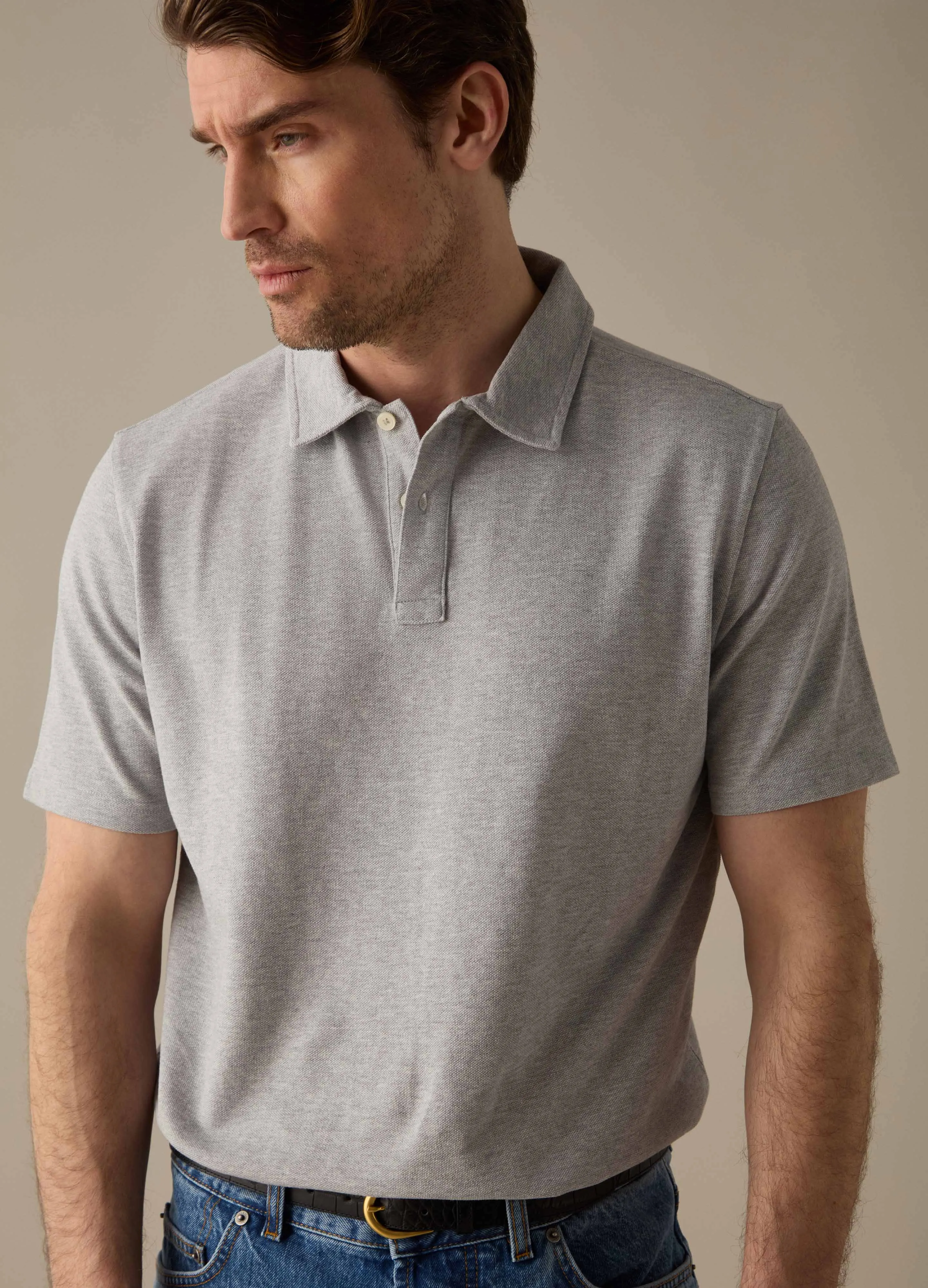 Torkel Short Sleeve Polo Shirt - Grey Melange sold by Berg & Berg product image thumbnail 2