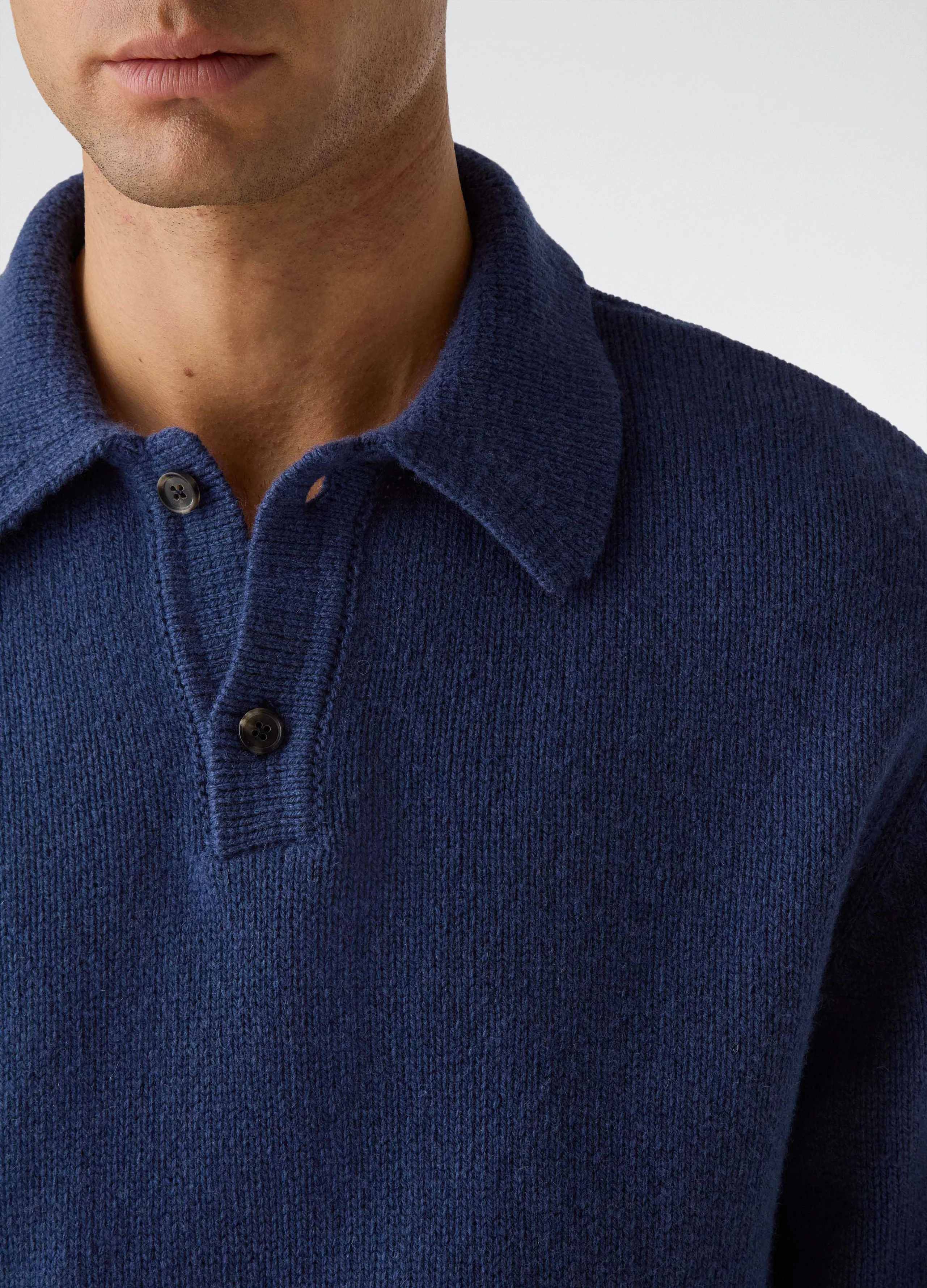 Bruno Wool/Cashmere Polo - Air Force Blue sold by Berg & Berg product image thumbnail 2