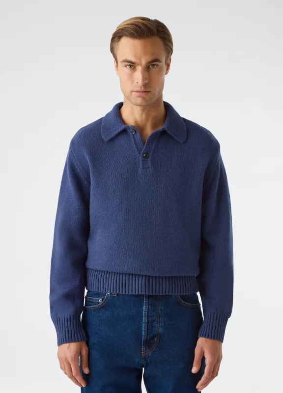 Bruno Wool/Cashmere Polo - Air Force Blue made by Berg & Berg