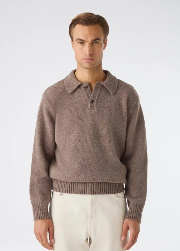 Bruno Wool/Cashmere Polo - Taupe sold by Berg & Berg