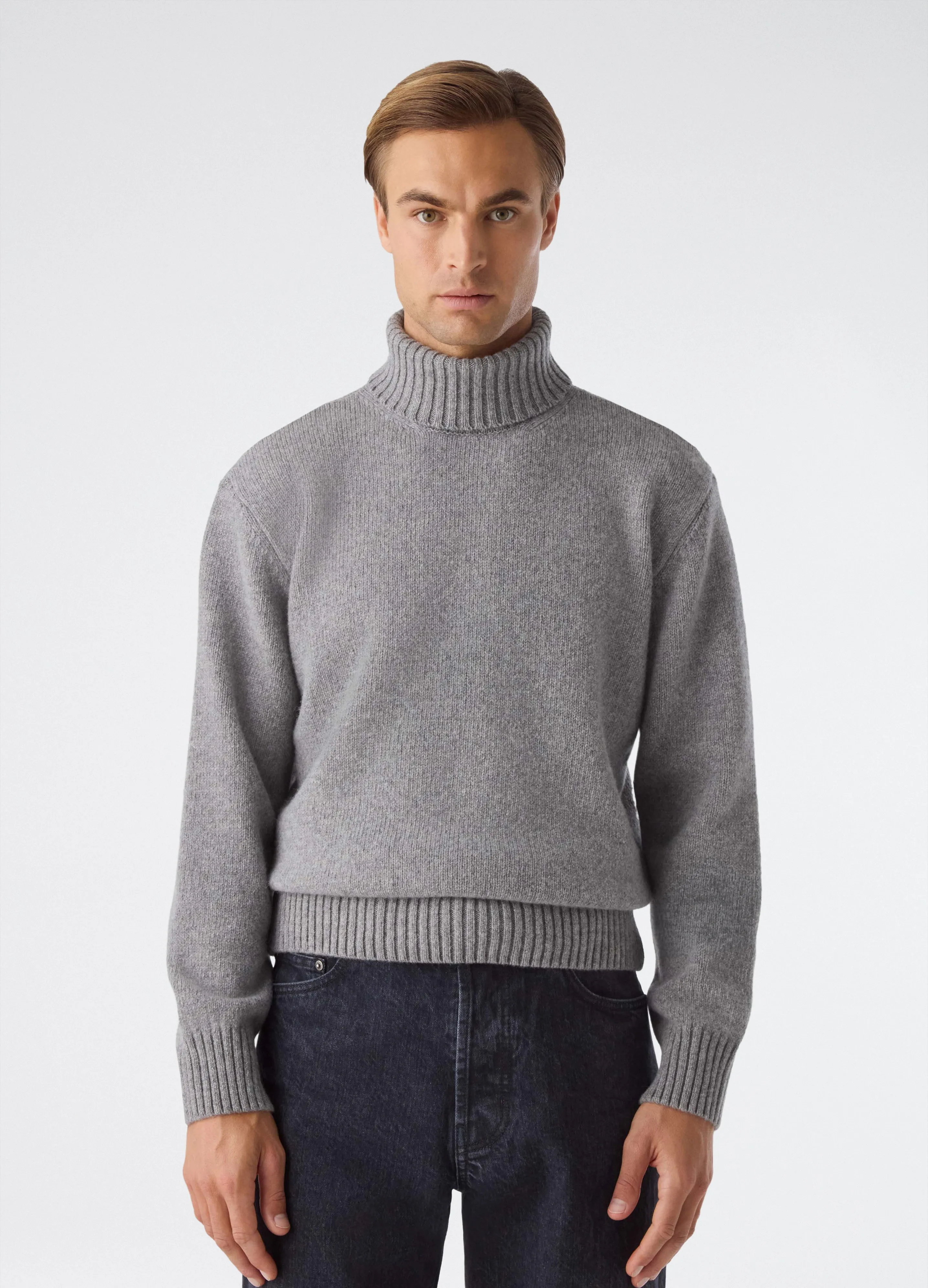 Börje Wool/Cashmere Roll Neck - Mid Grey sold by Berg & Berg