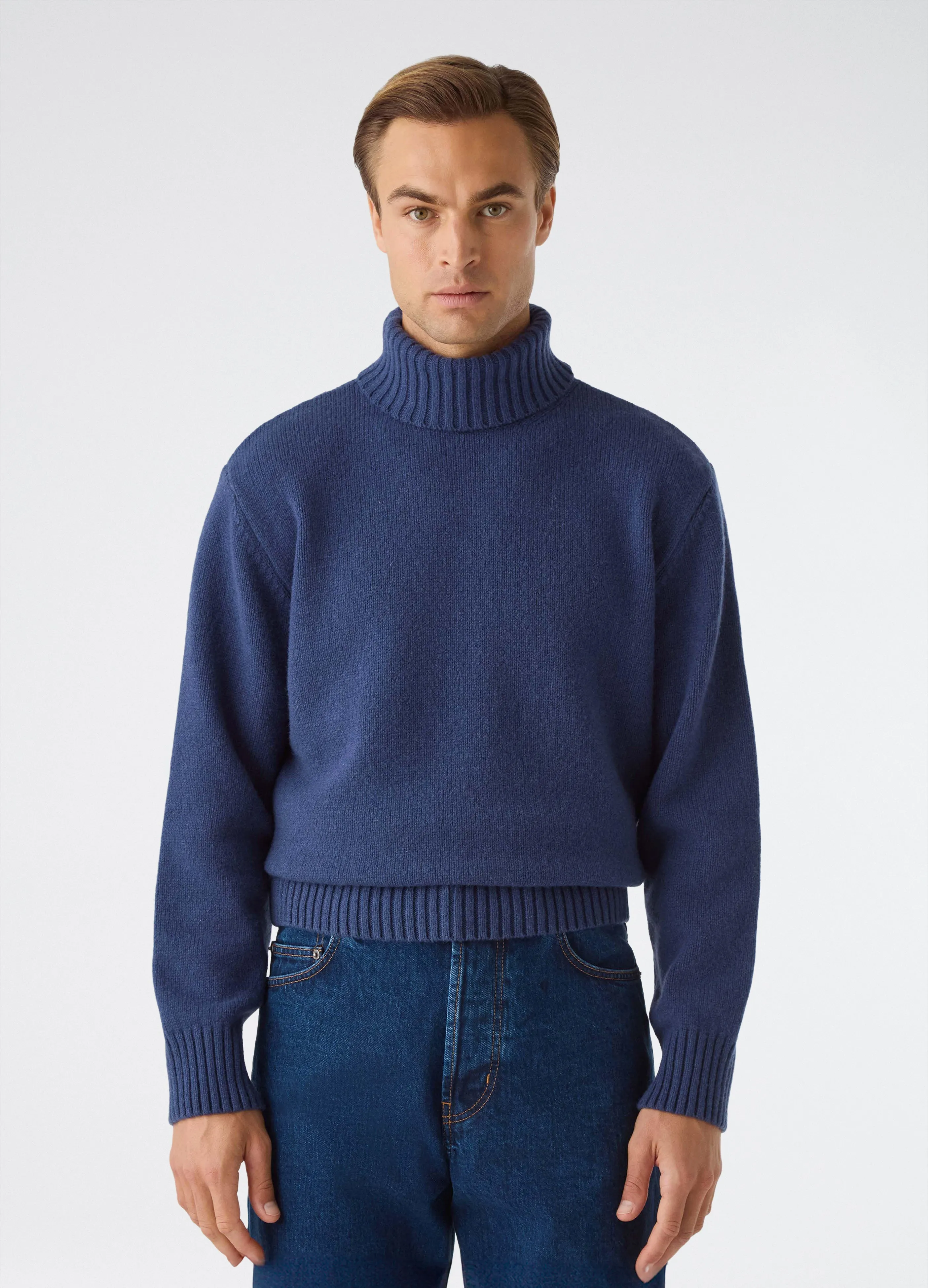 Börje Wool/Cashmere Roll Neck - Air Force Blue sold by Berg & Berg
