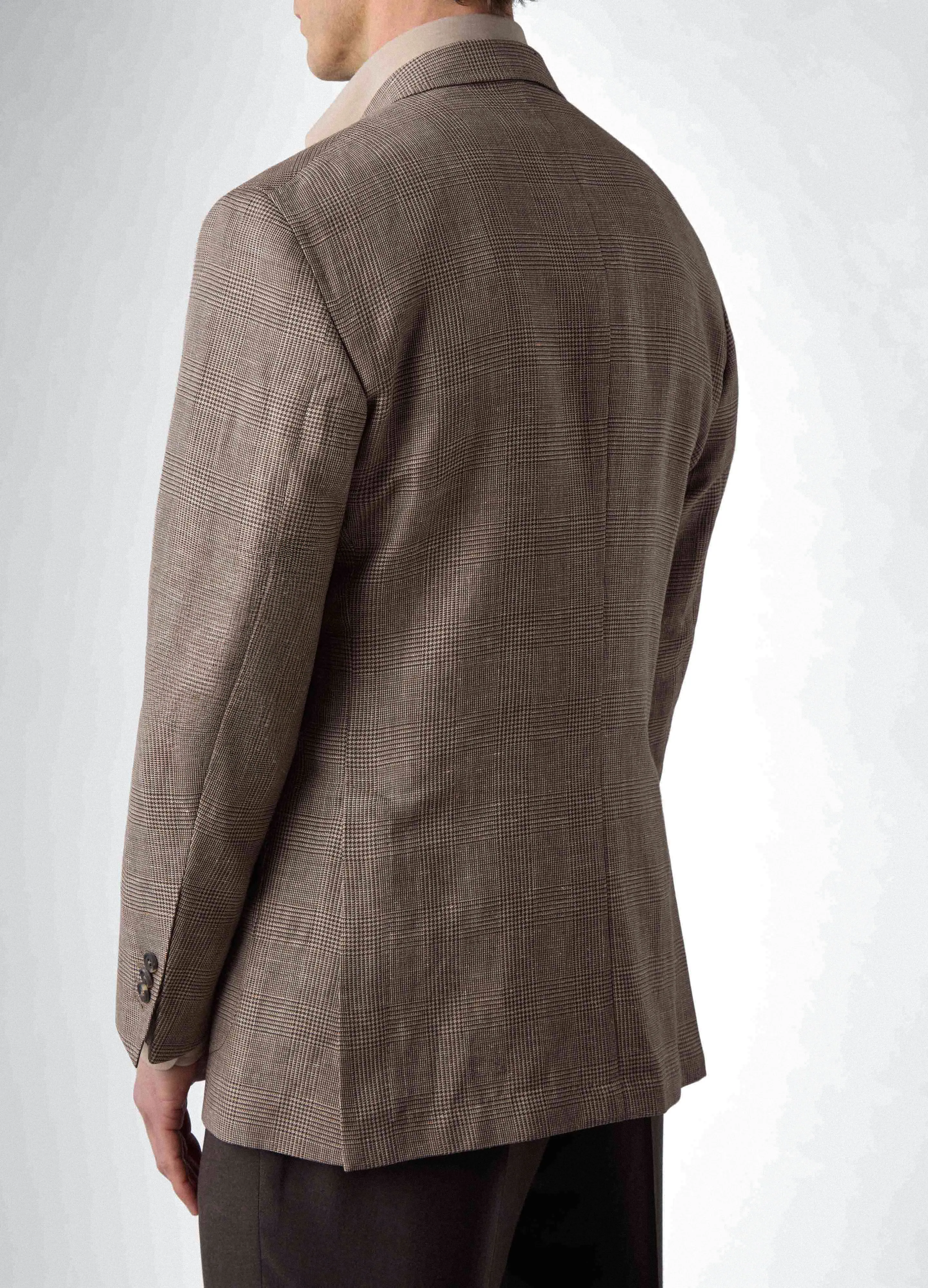 Don Sport Wool/Linen Glencheck Jacket - Brown/Beige sold by Berg & Berg product image thumbnail 3