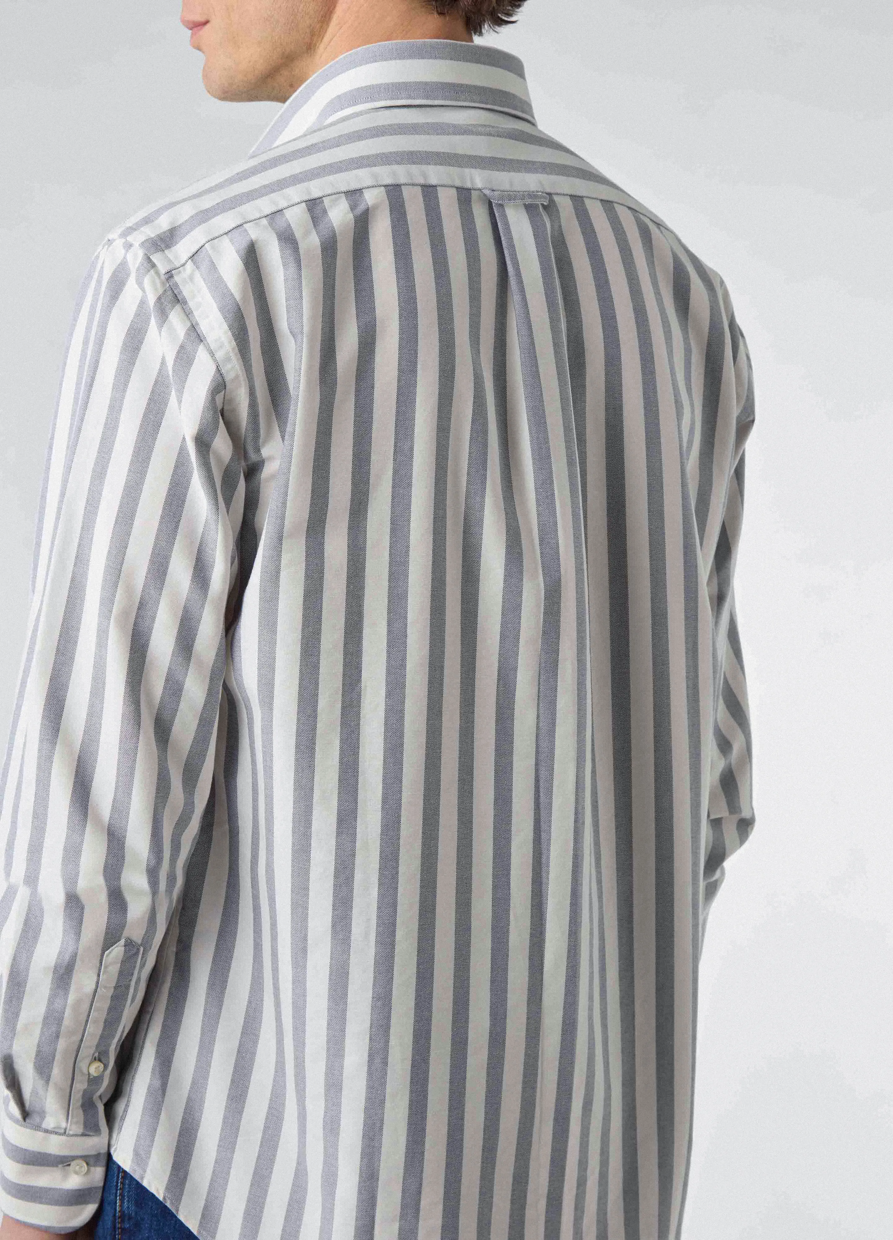 Ferdinand Oxford Button Down Shirt - Off White/Navy Butcher Stripe sold by Berg & Berg product image thumbnail 4