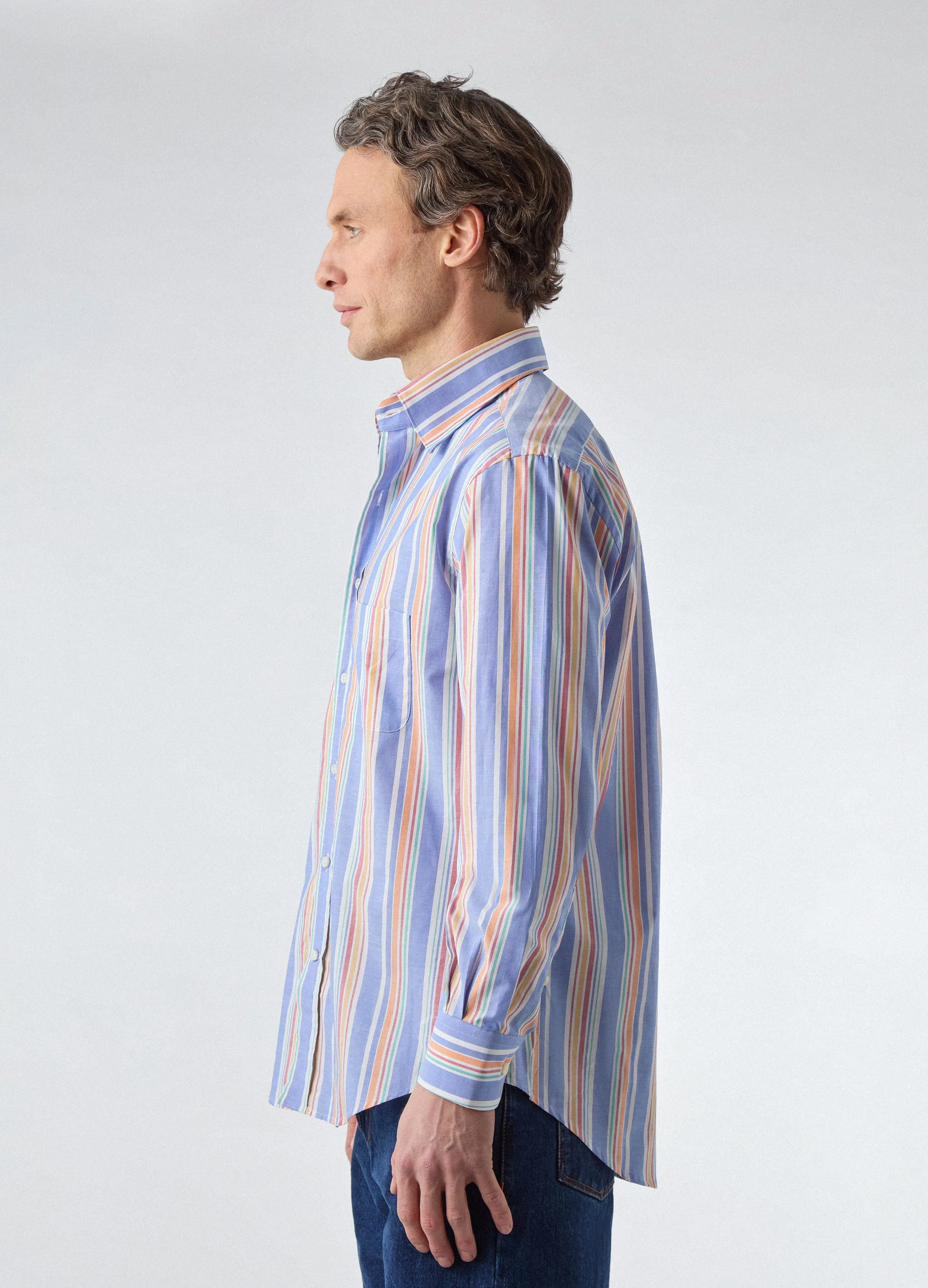 Fabian Poplin Turndown Collar Shirt - Blue/Multi sold by Berg & Berg product image thumbnail 3