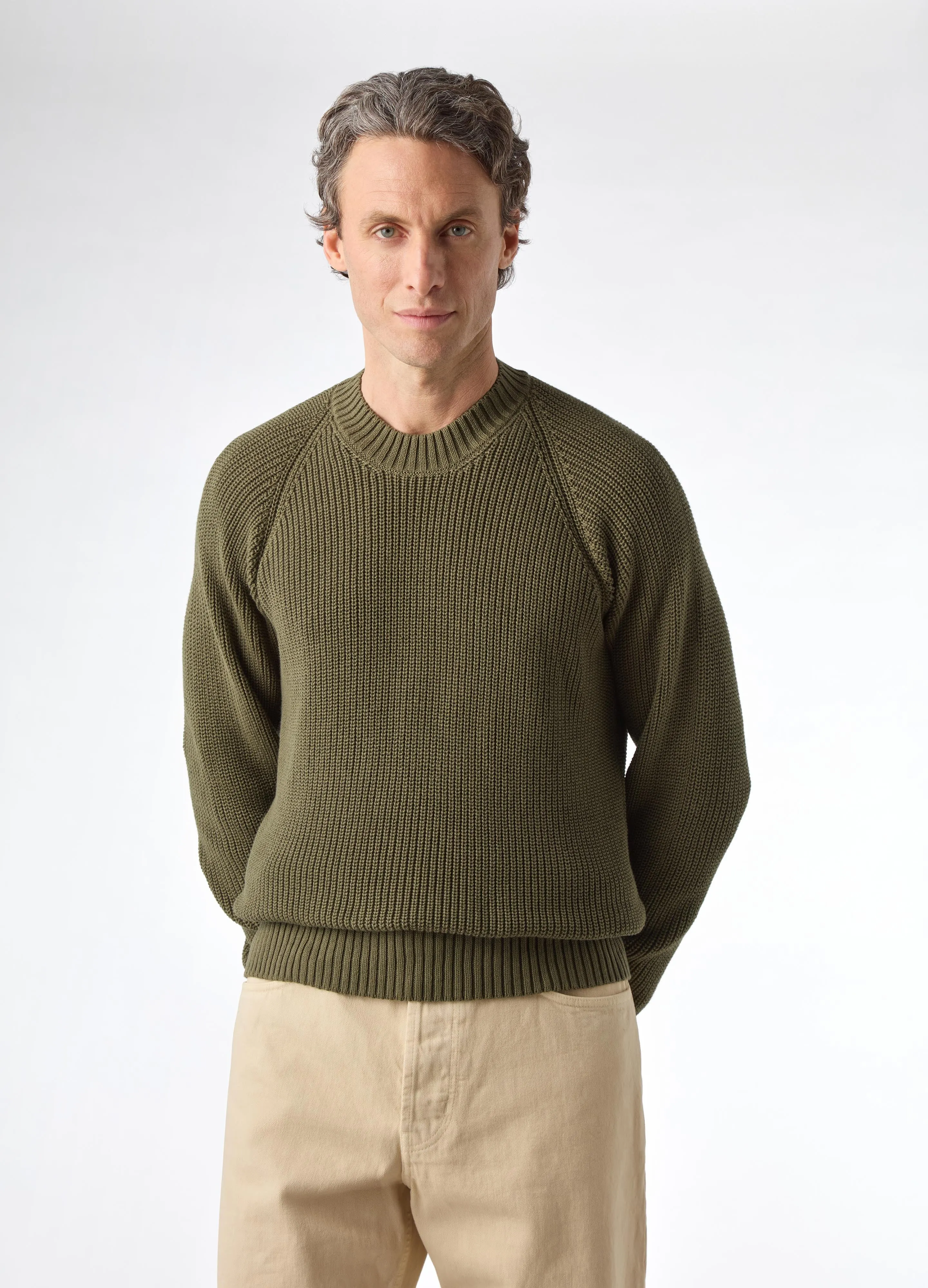 Bengt Raglan Sweater - Olive sold by Berg & Berg