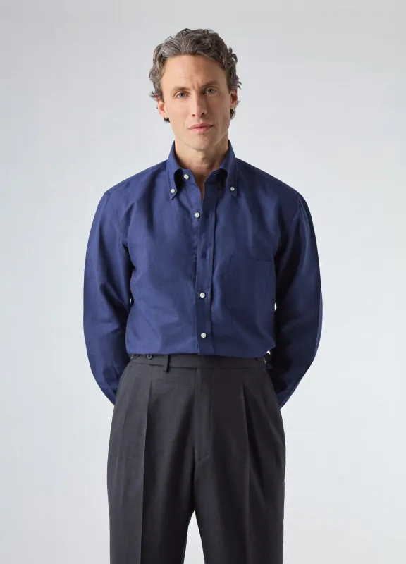 Ferdinand Cotton/Linen Button Down Shirt - Navy sold by Berg & Berg