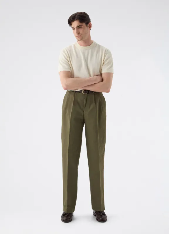 Antonello Cotton Trousers - Olive sold by Berg & Berg