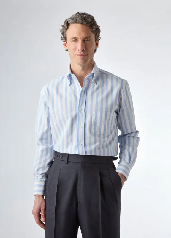 Ferdinand Oxford Button Down Shirt - White/Light Blue Butcher Stripe sold by Berg & Berg