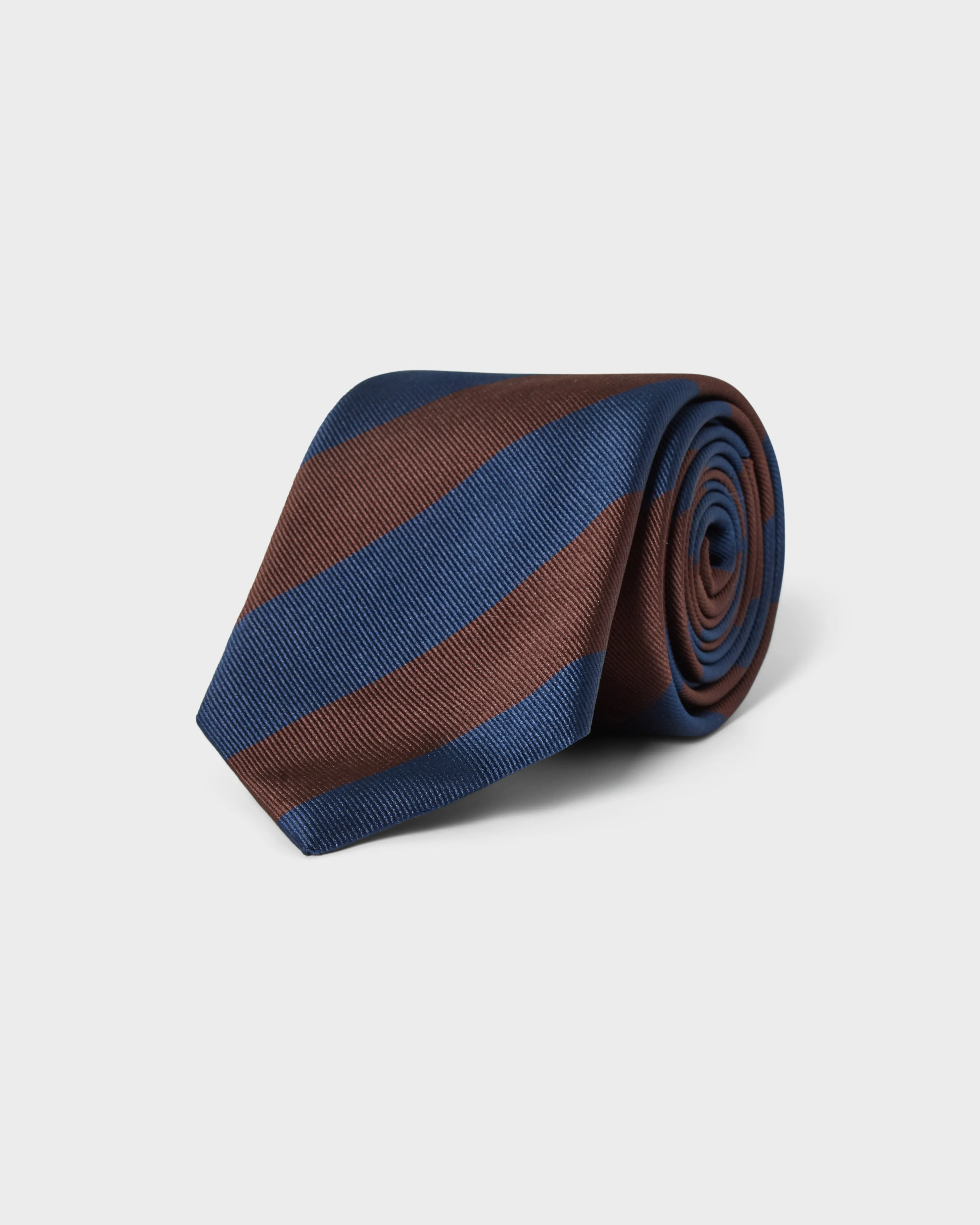 Block Stripe Silk Tie - Brown/Navy sold by Berg & Berg product image thumbnail 2