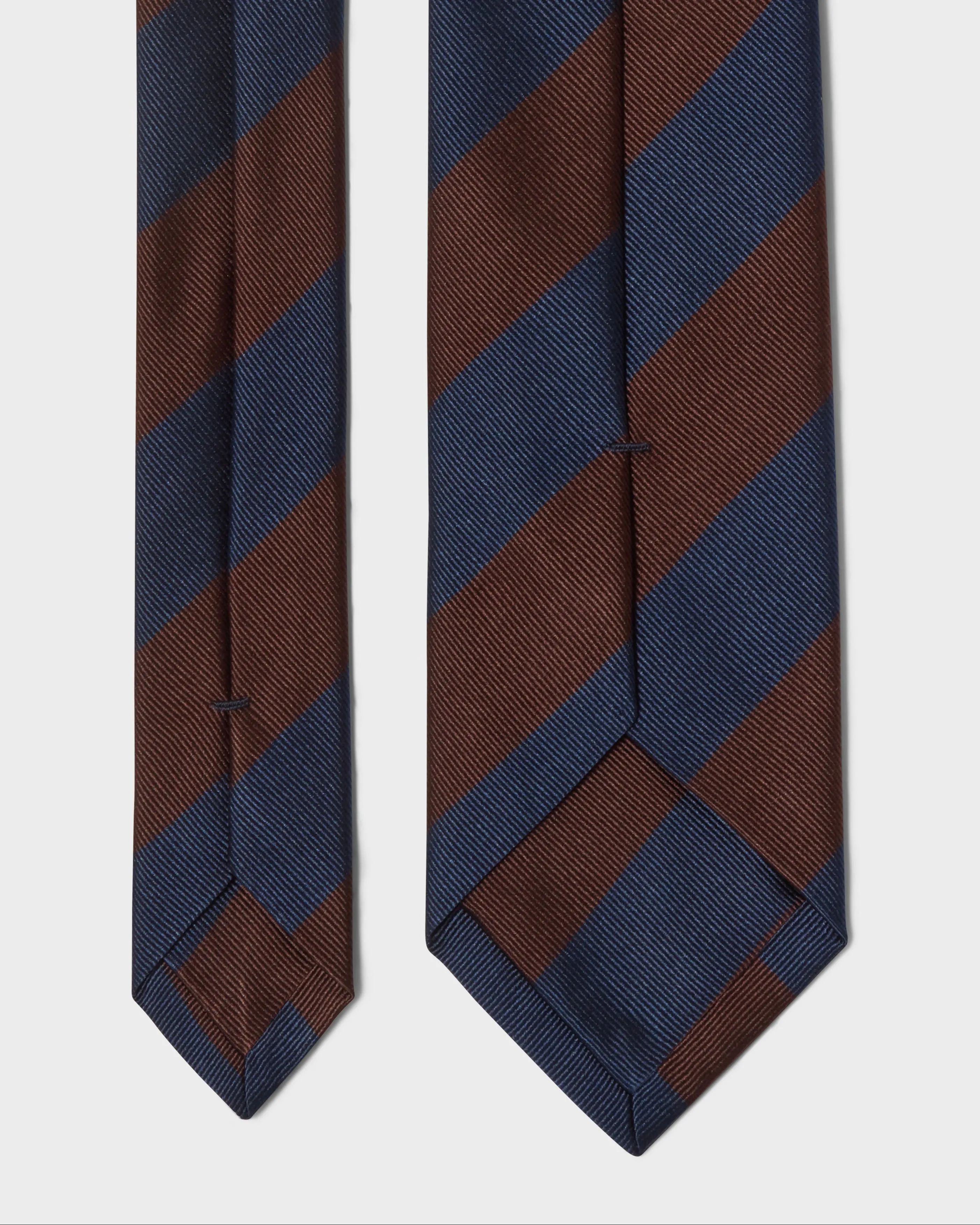 Block Stripe Silk Tie - Brown/Navy sold by Berg & Berg product image thumbnail 3